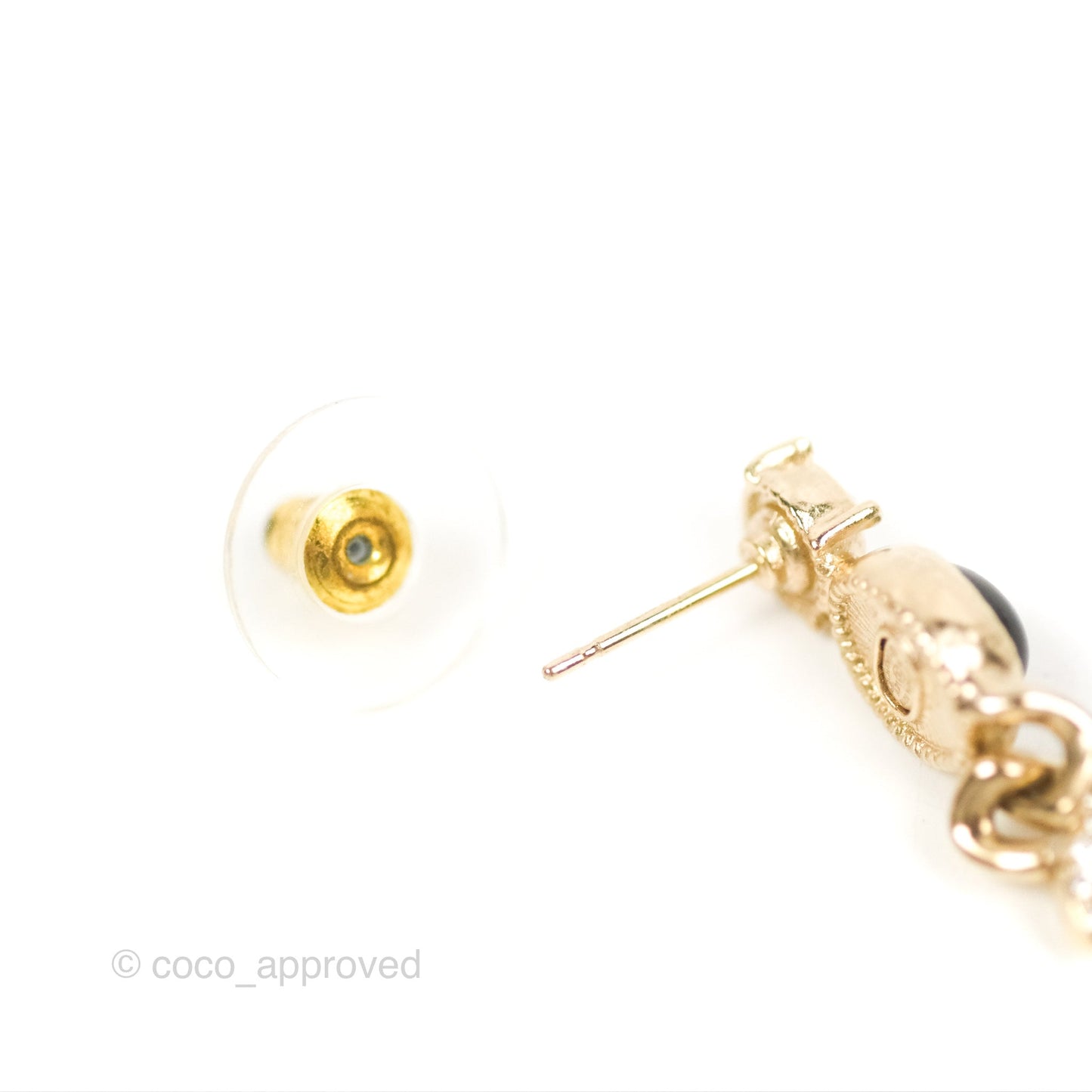 Chanel Crystal CC Drop Earrings Gold Tone 21K
