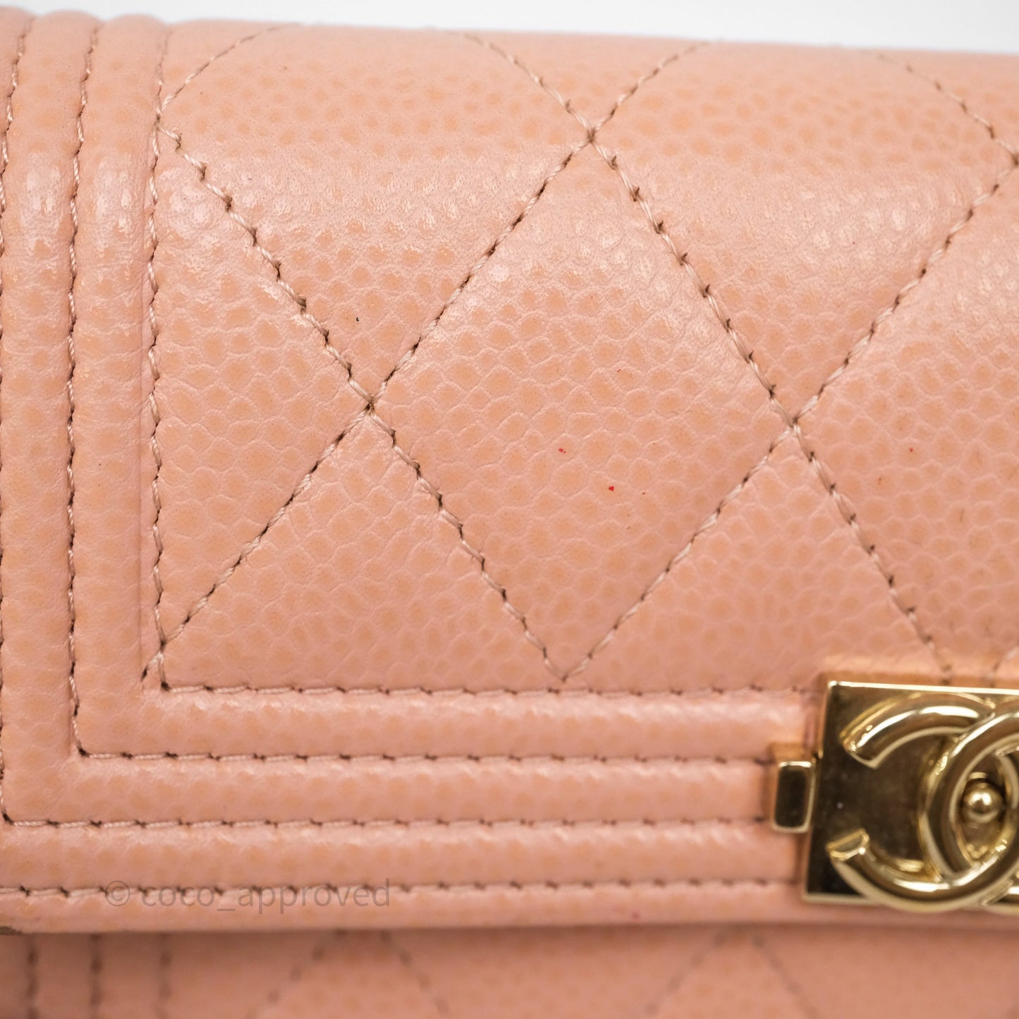 Chanel Quilted Boy Medium Trifold Flap Wallet Pink Caviar Gold Hardware