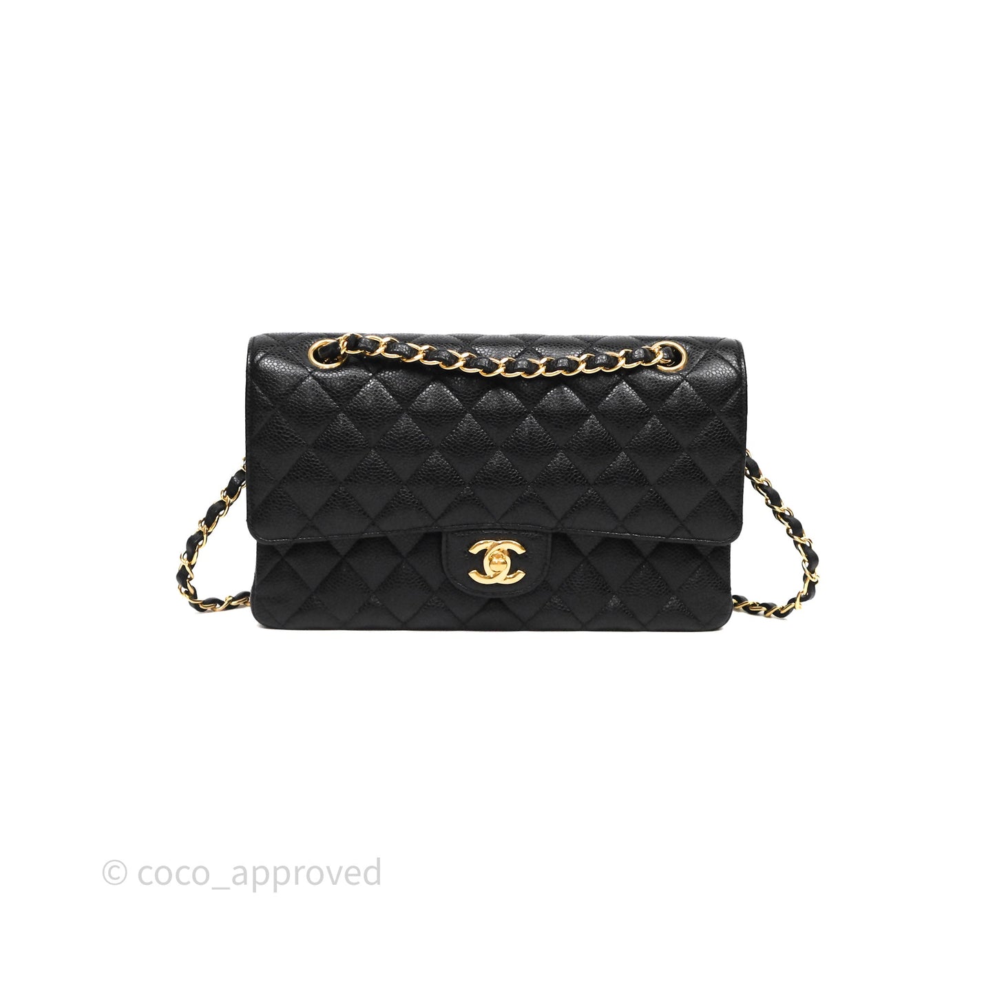 Chanel Classic Medium Flap Quilted Black Caviar Gold Hardware