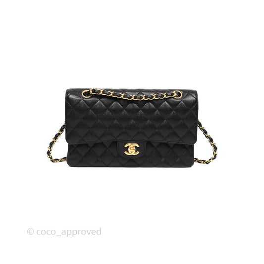 Chanel Classic Medium Flap Quilted Black Caviar Gold Hardware
