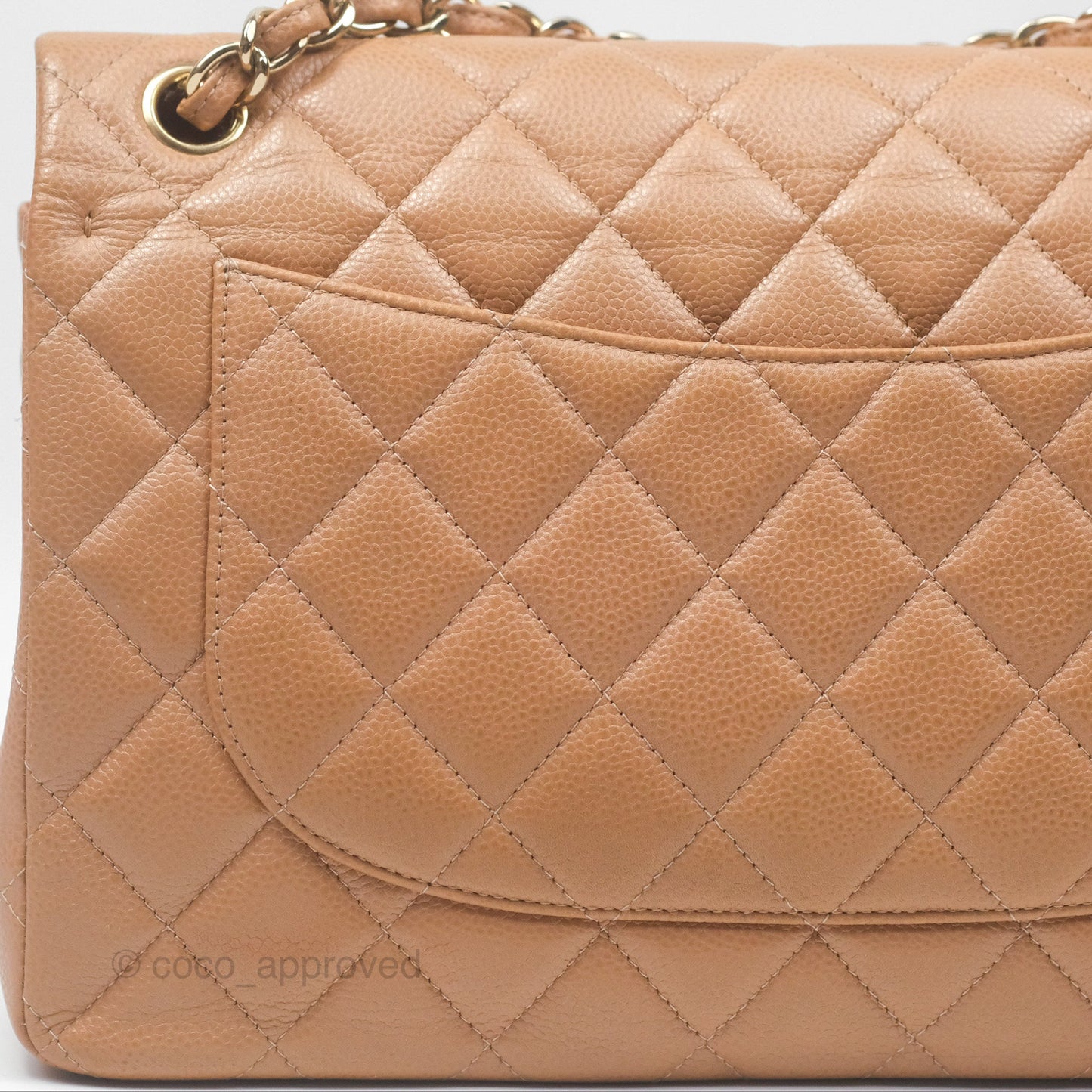Chanel Classic Jumbo Double Flap Dark Beige Caviar Gold Hardware⁣⁣ 18S