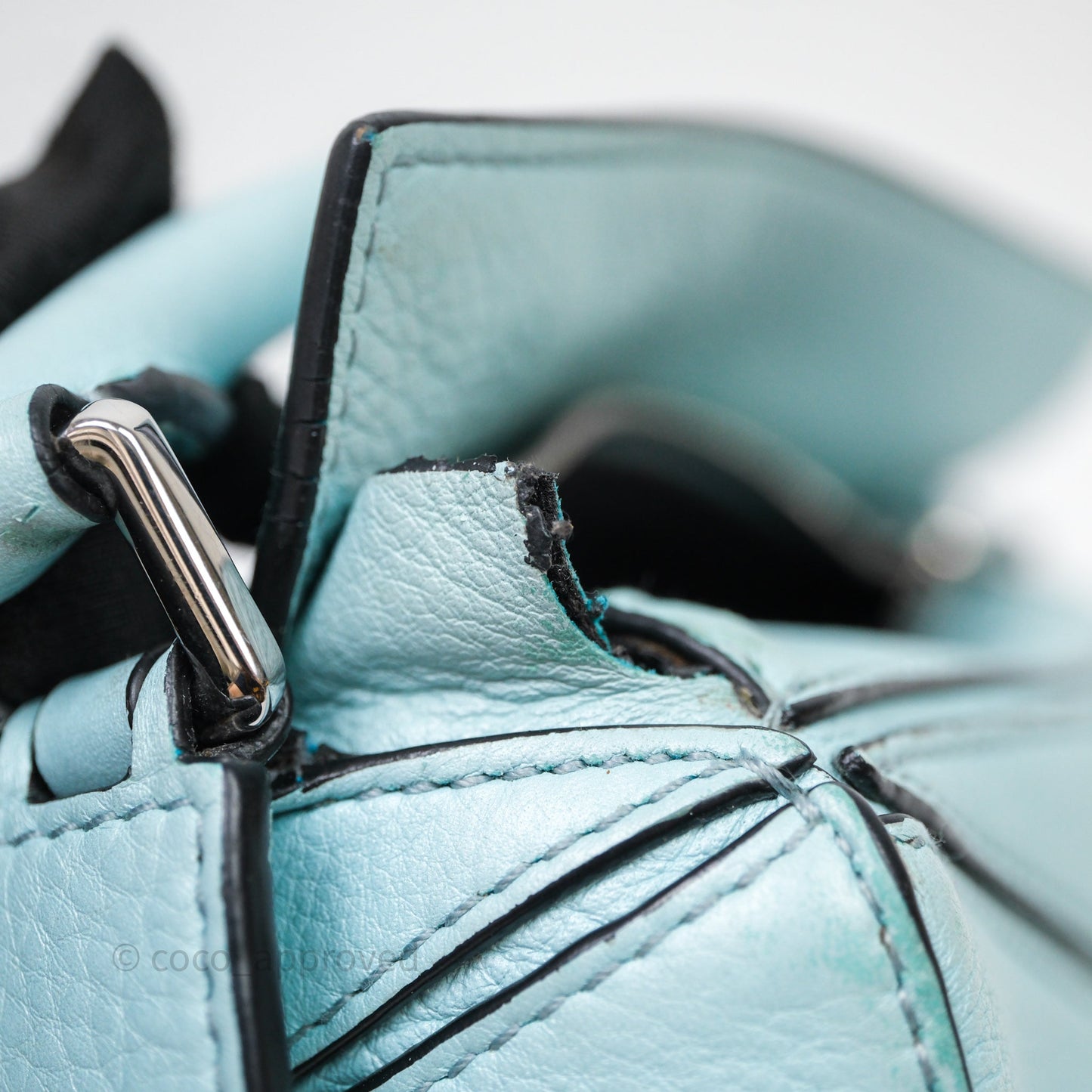 Loewe Mini Puzzle Bag Light Blue Calfskin Silver Hardware