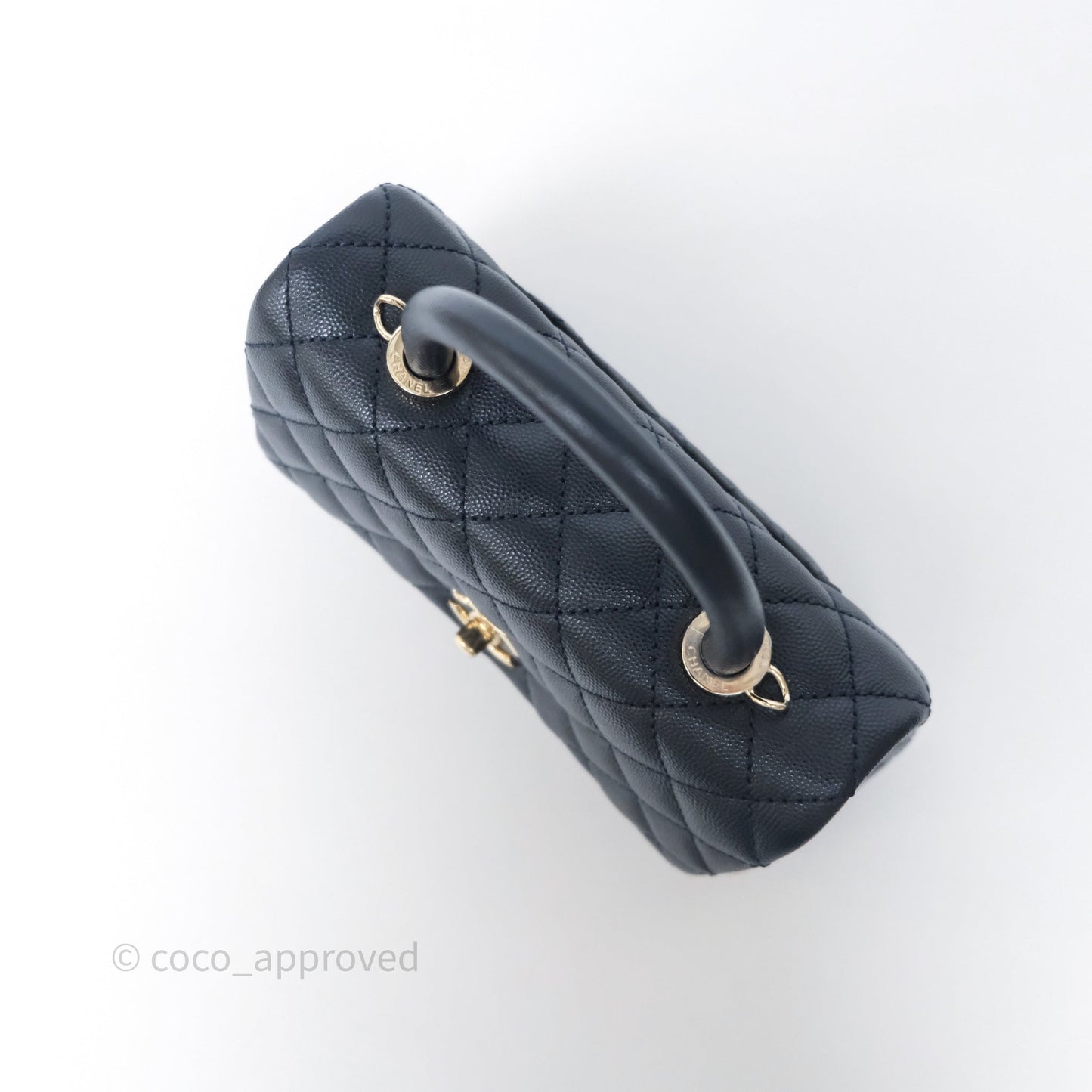 Chanel Small Coco Handle Navy Caviar Light Gold Hardware