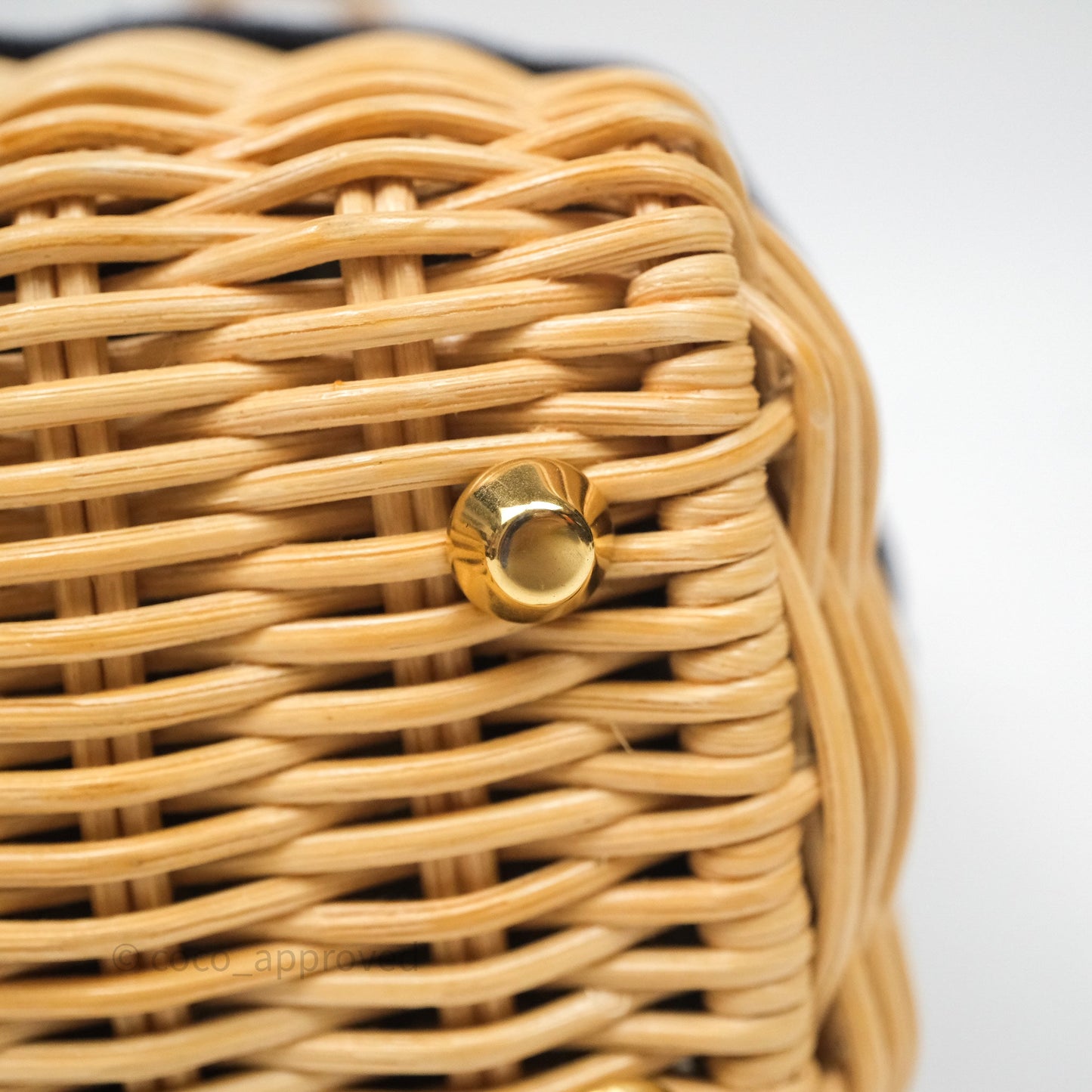 Christian Dior Mini Lady Dior Natural Rattan and Blue Dior Oblique Jacquard
