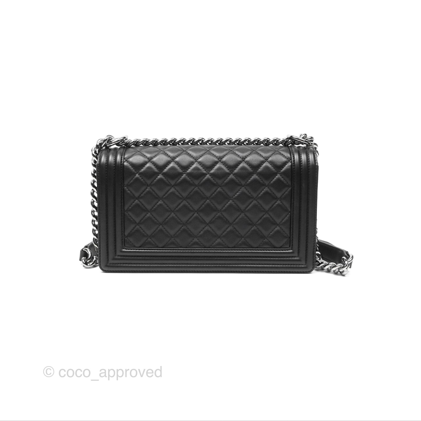 Chanel Medium Boy Quilted Black Calfskin Dark Silver Hardware