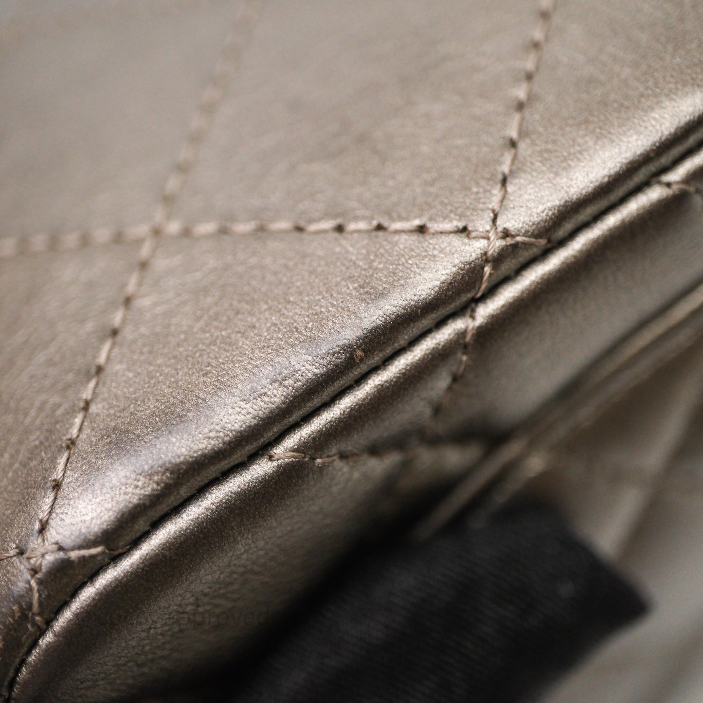 Chanel Mini Square Metallic Dark Grey Lambskin Dark Silver Hardware