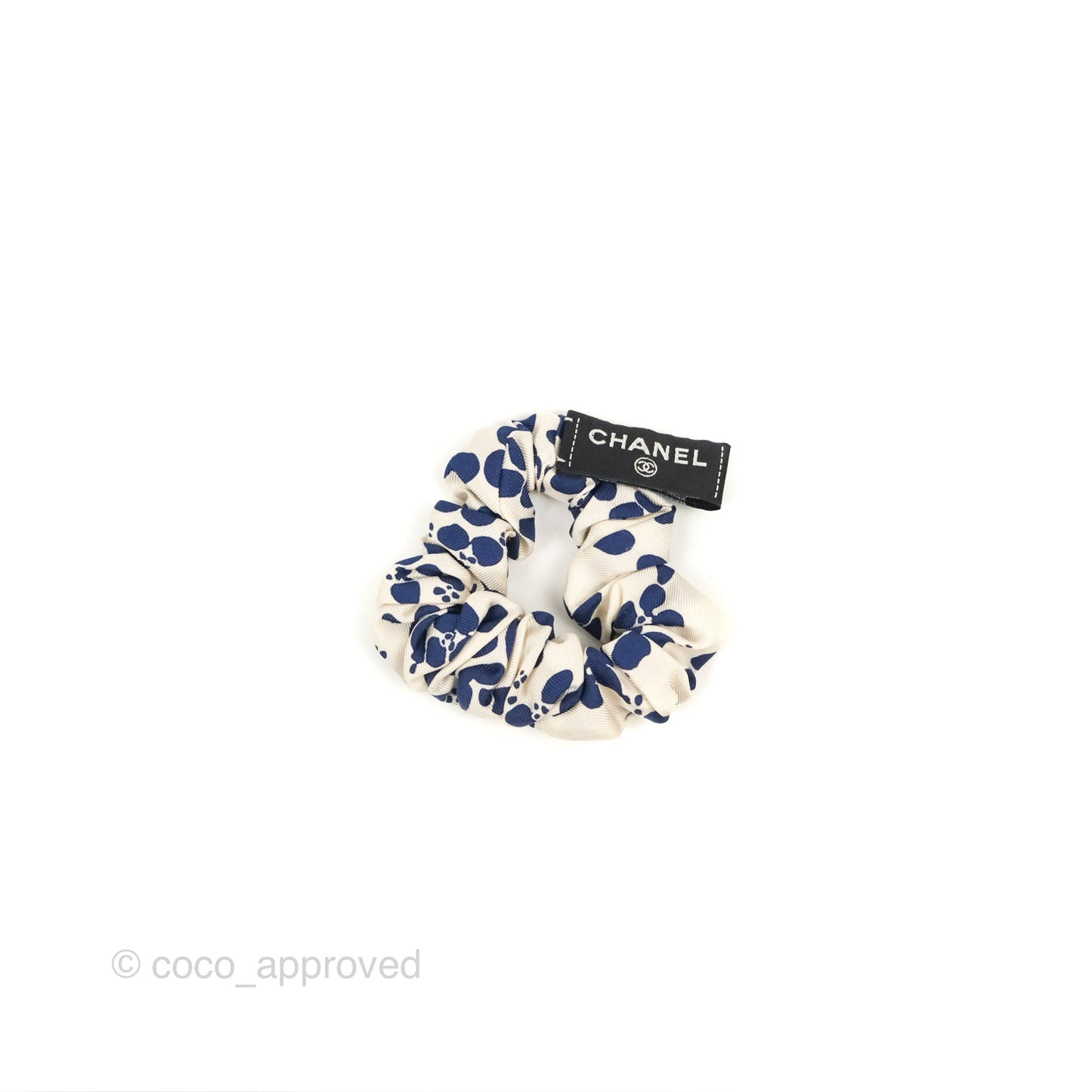 Chanel Silk Scarf Hair Accessory Ivory Navy