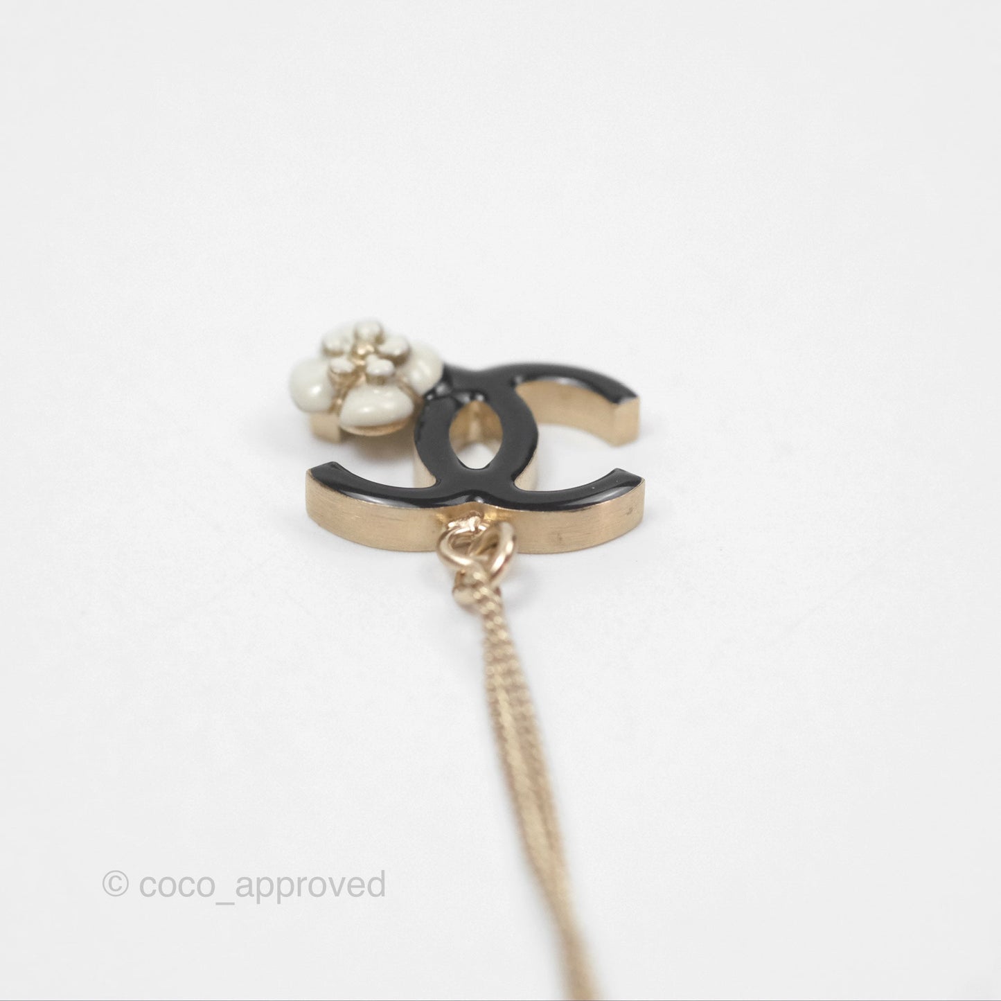 Chanel Black CC Necklace Gold Tone 9A