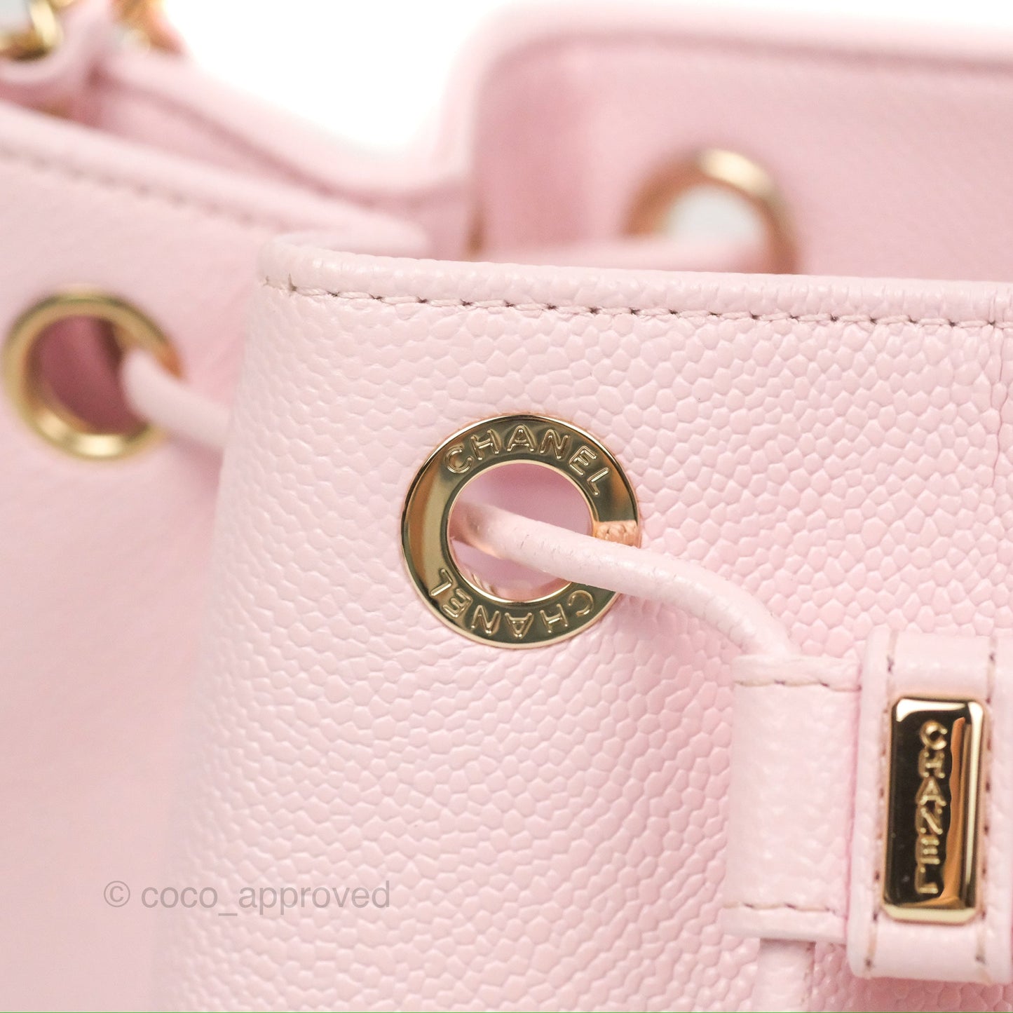 Chanel Business Affinity Drawstring Bucket Bag Light Pink Caviar Gold Hardware