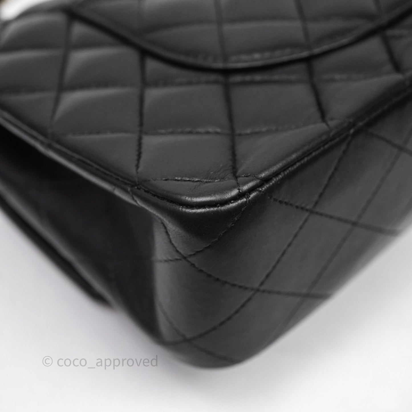 Chanel Vintage Classic M/L Medium Double Flap Black Lambskin 24K Gold Hardware