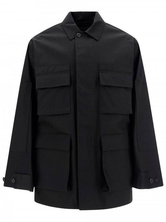Luxury Balenciaga Men's Cotton Drill Cargo Jacket Black