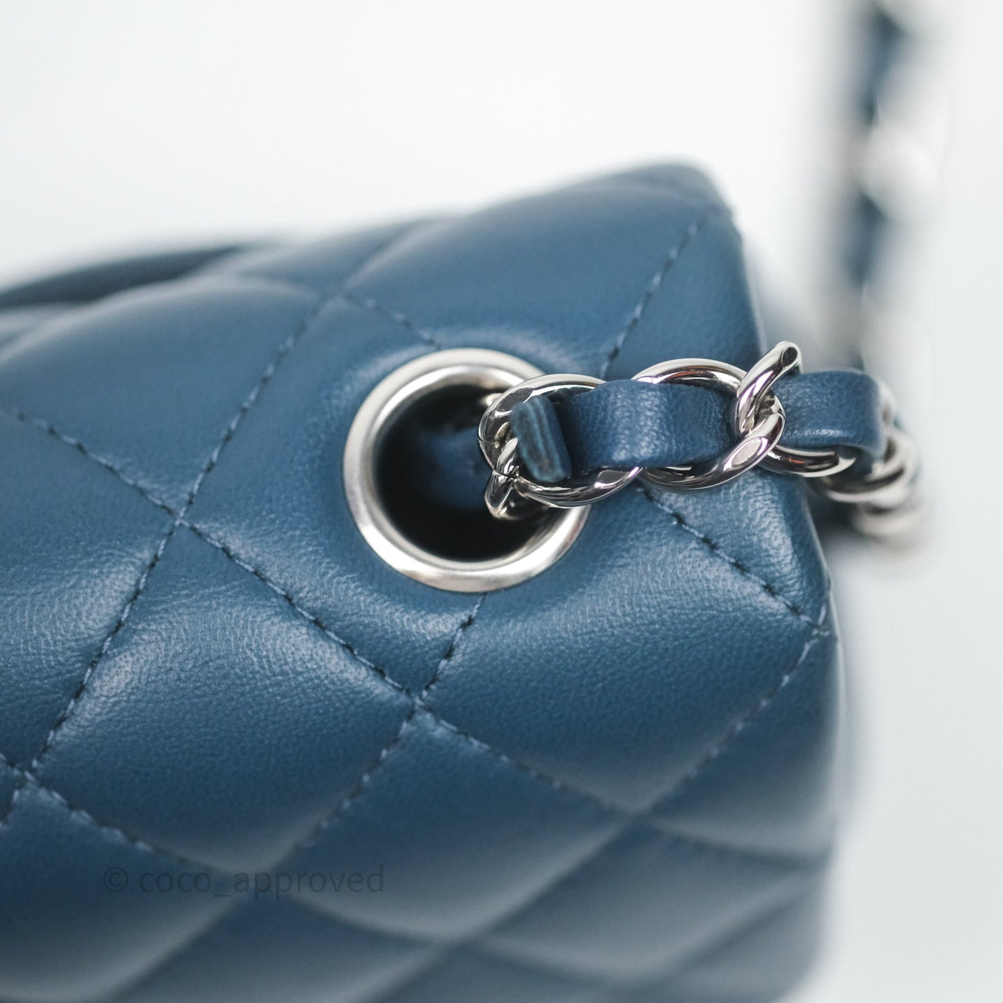 Chanel Mini Rectangular Quilted Navy Lambskin Silver Hardware