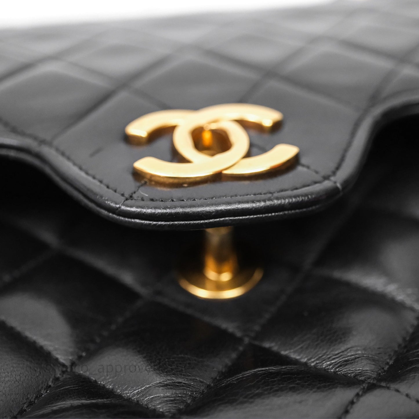 Chanel Classic Vintage Double Flap M/L Black Lambskin Gold Hardware