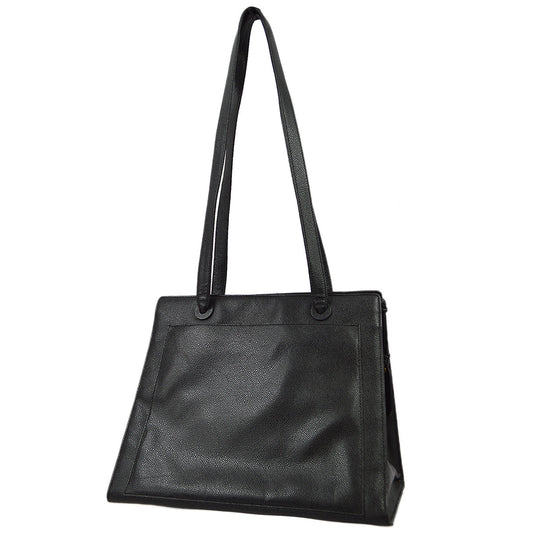 Luxury Chanel 1997-1999 Black Caviar Skin Zipper Top Tote 35