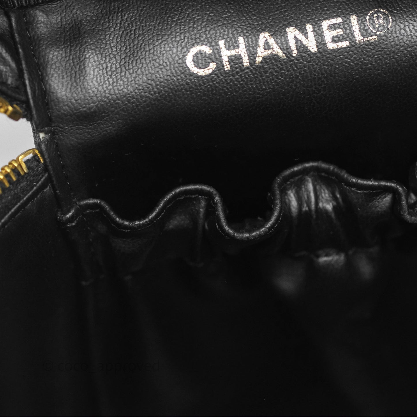 Chanel Vintage Vanity Case Black Caviar Gold Hardware