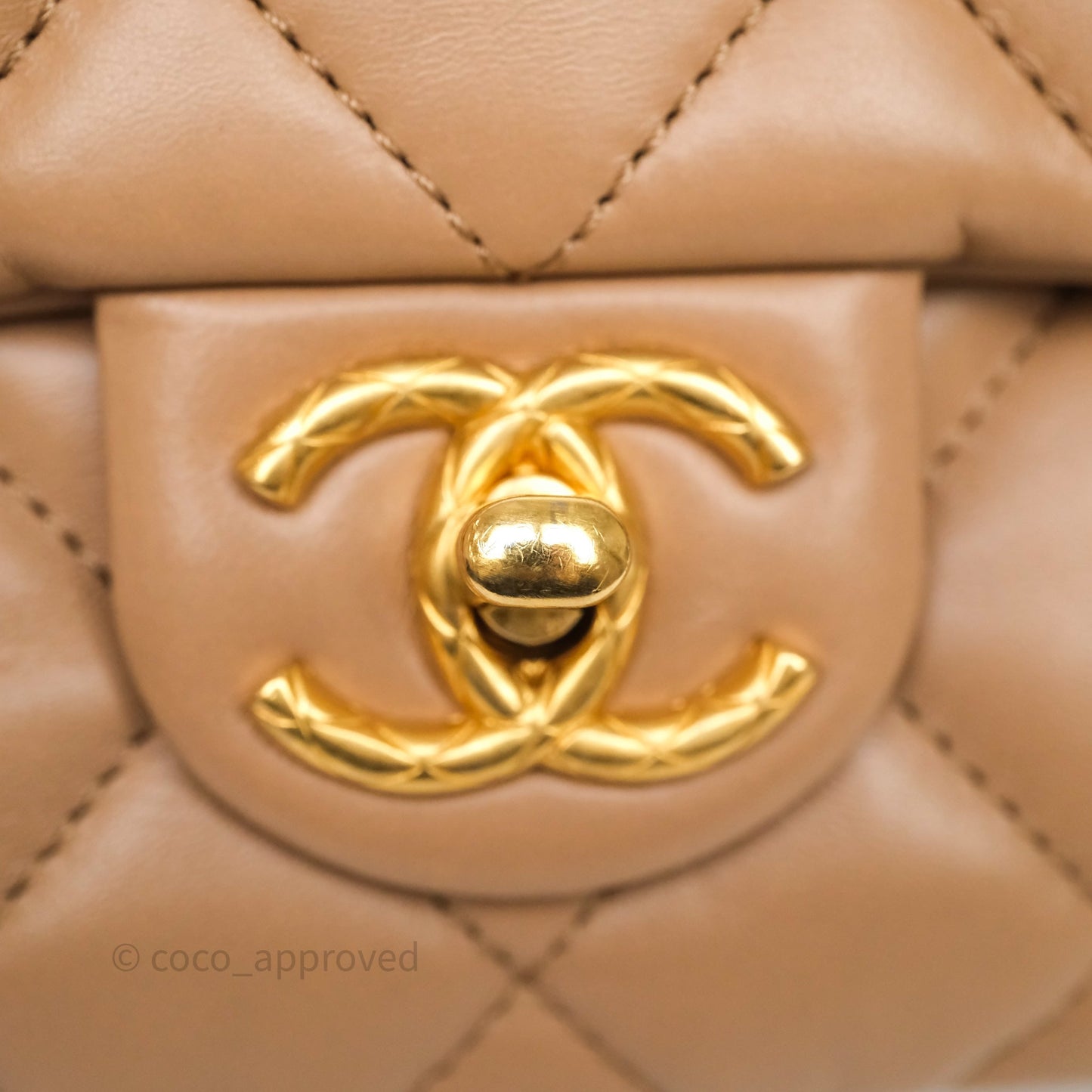 Chanel Medium All Slide Adjustable Chain Flap Bag Beige Lambskin Aged Gold Hardware