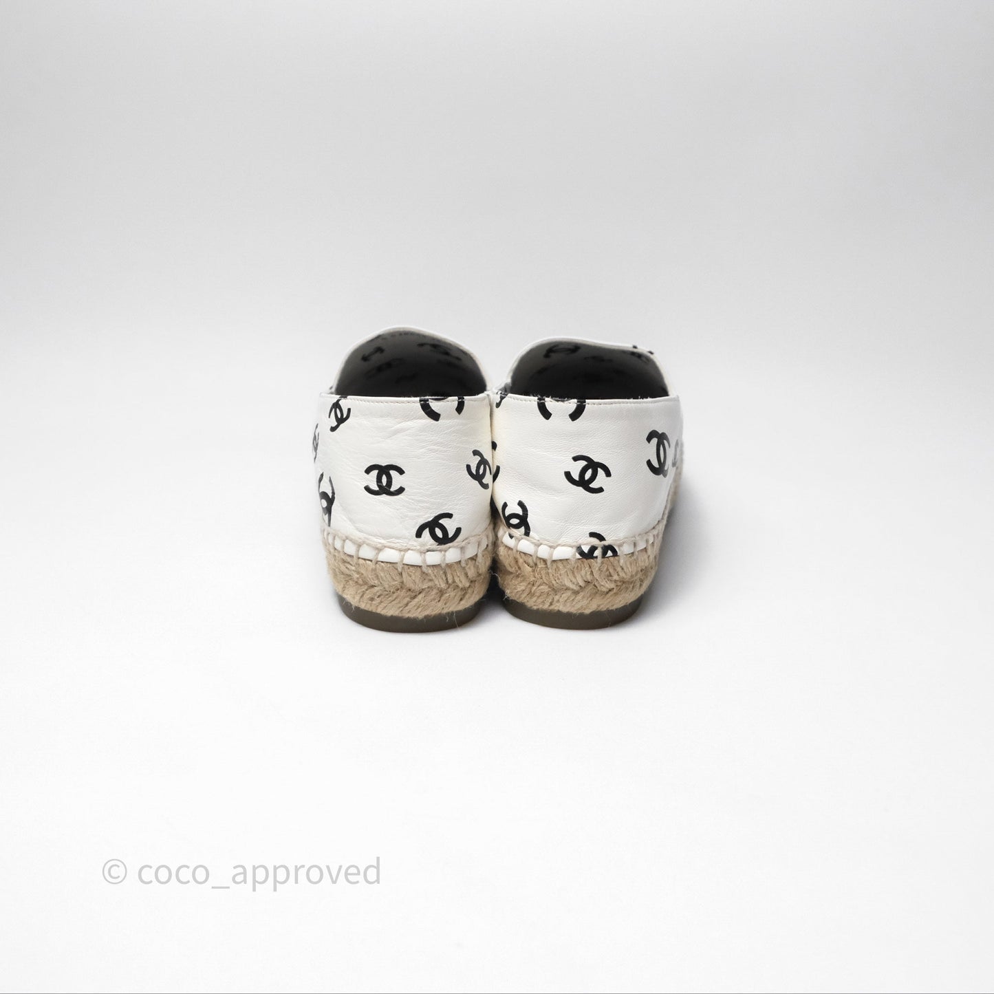 Chanel Printed CC Espadrilles Lambskin White/ Black Size 38