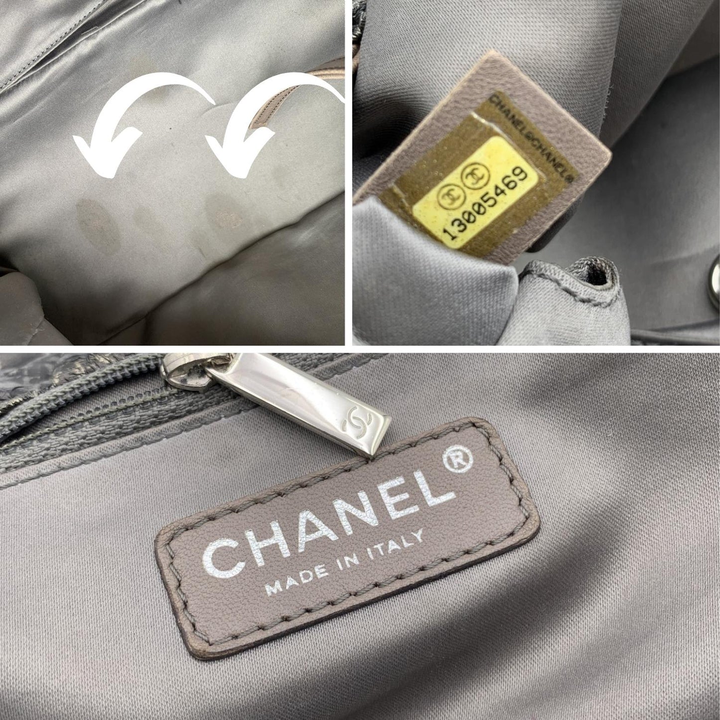 CHANEL Rock In Moscow Grey Abstract Print Nylon Accordion Flap Bag