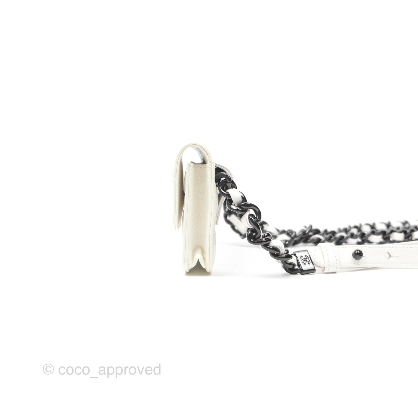 Chanel My Everything Belt Flap Card Holder White Caviar Incognito Hardware
