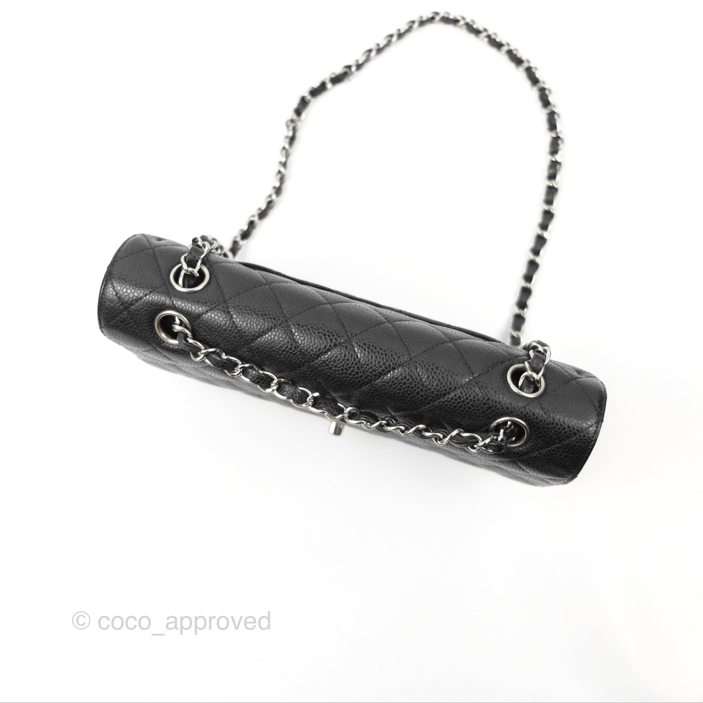 Chanel Classic M/L Medium Flap Quilted Black Caviar Silver Hardware