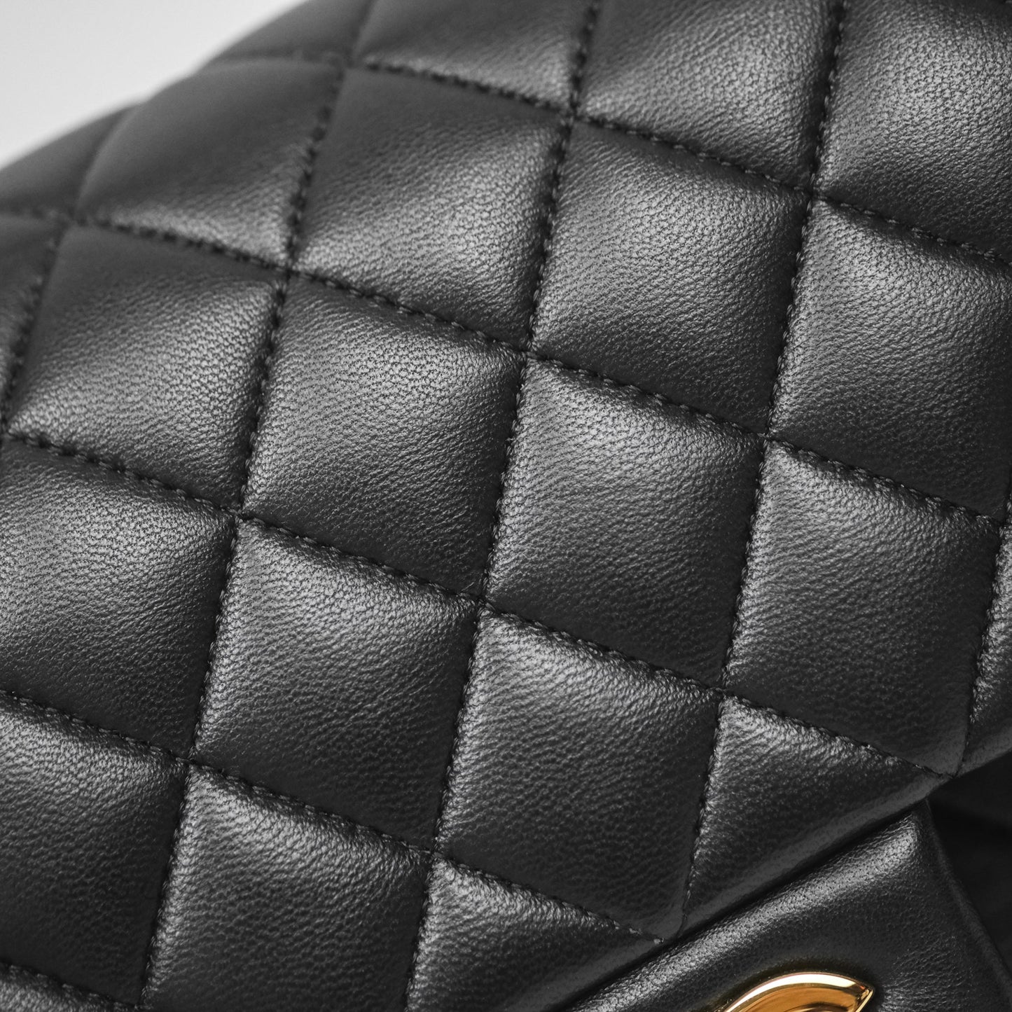Chanel Classic M/L Medium Flap Quilted Black Lambskin Gold Hardware