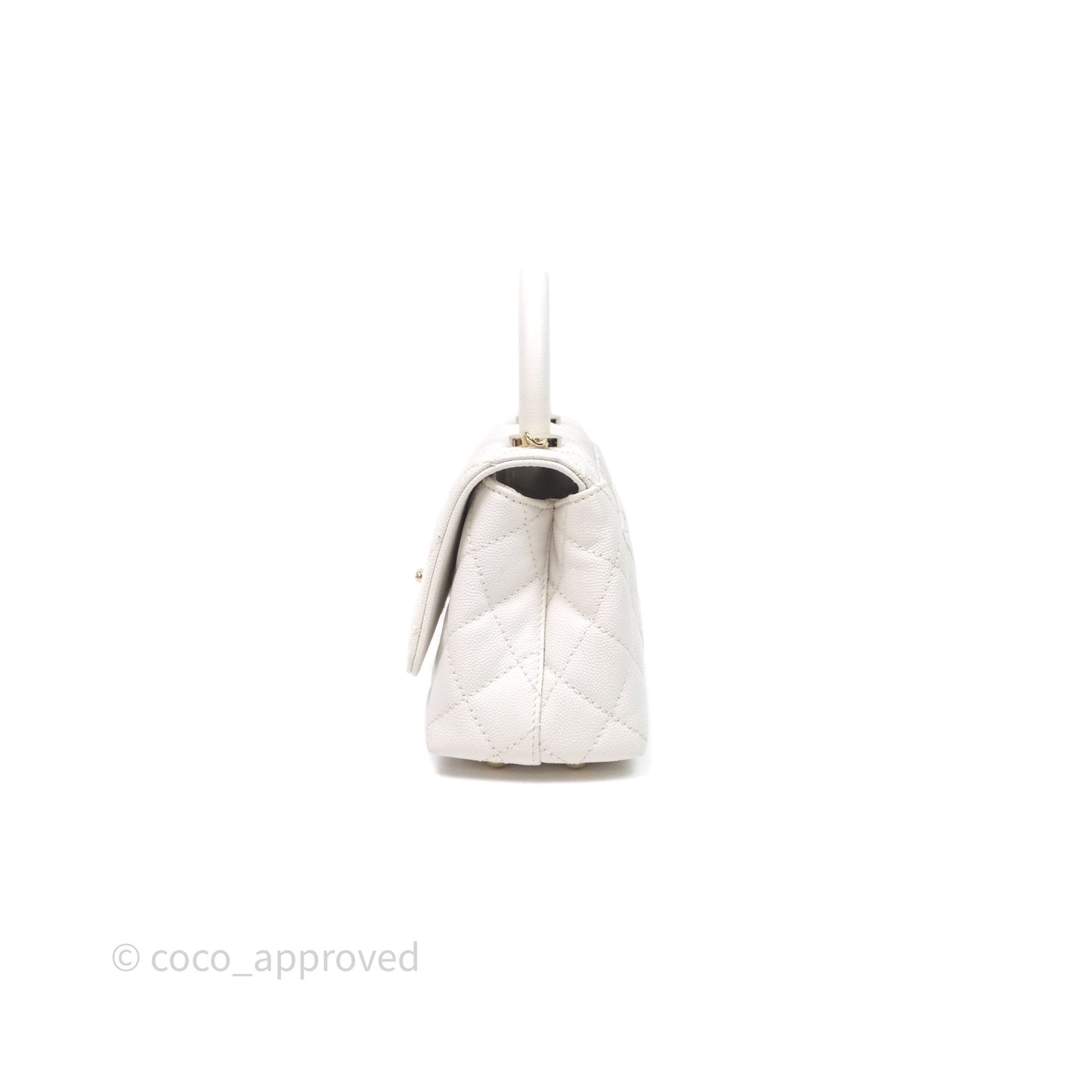 Chanel Mini Coco Handle Quilted White Caviar Gold Hardware