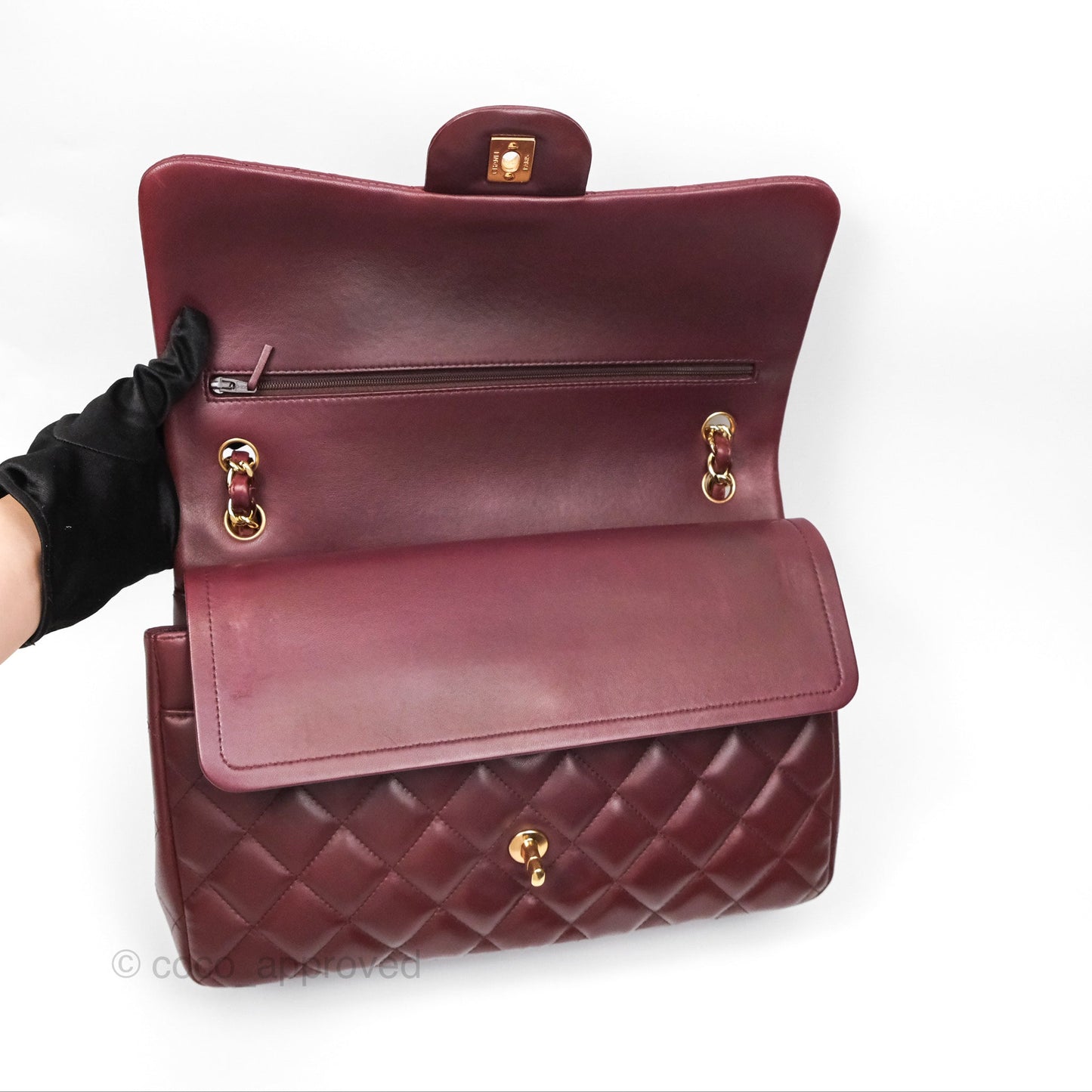 Chanel Jumbo Double Flap Burgundy Lambskin Gold Hardware