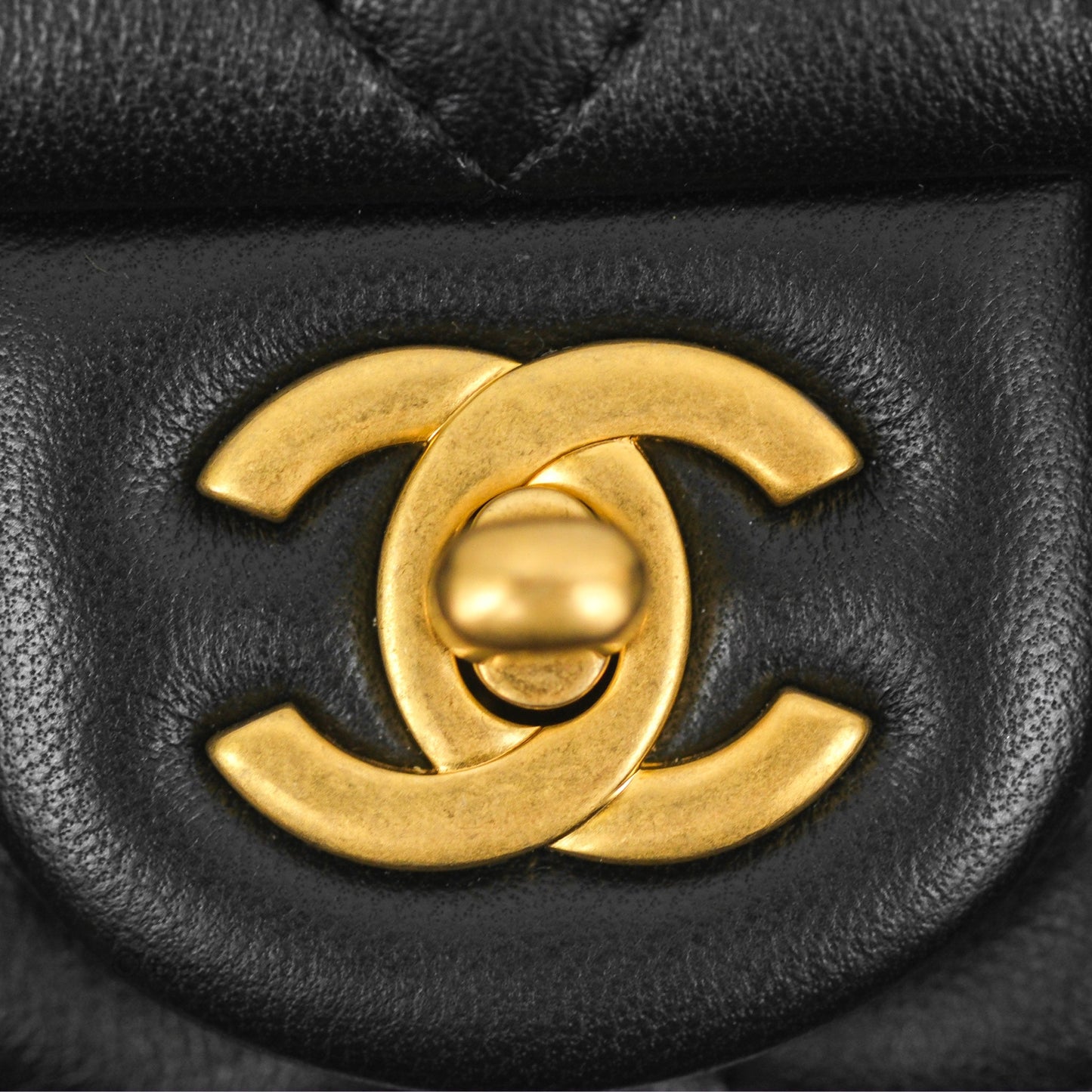 Chanel Pearl Crush Mini Rectangular Quilted Black Lambskin Aged Gold Hardware