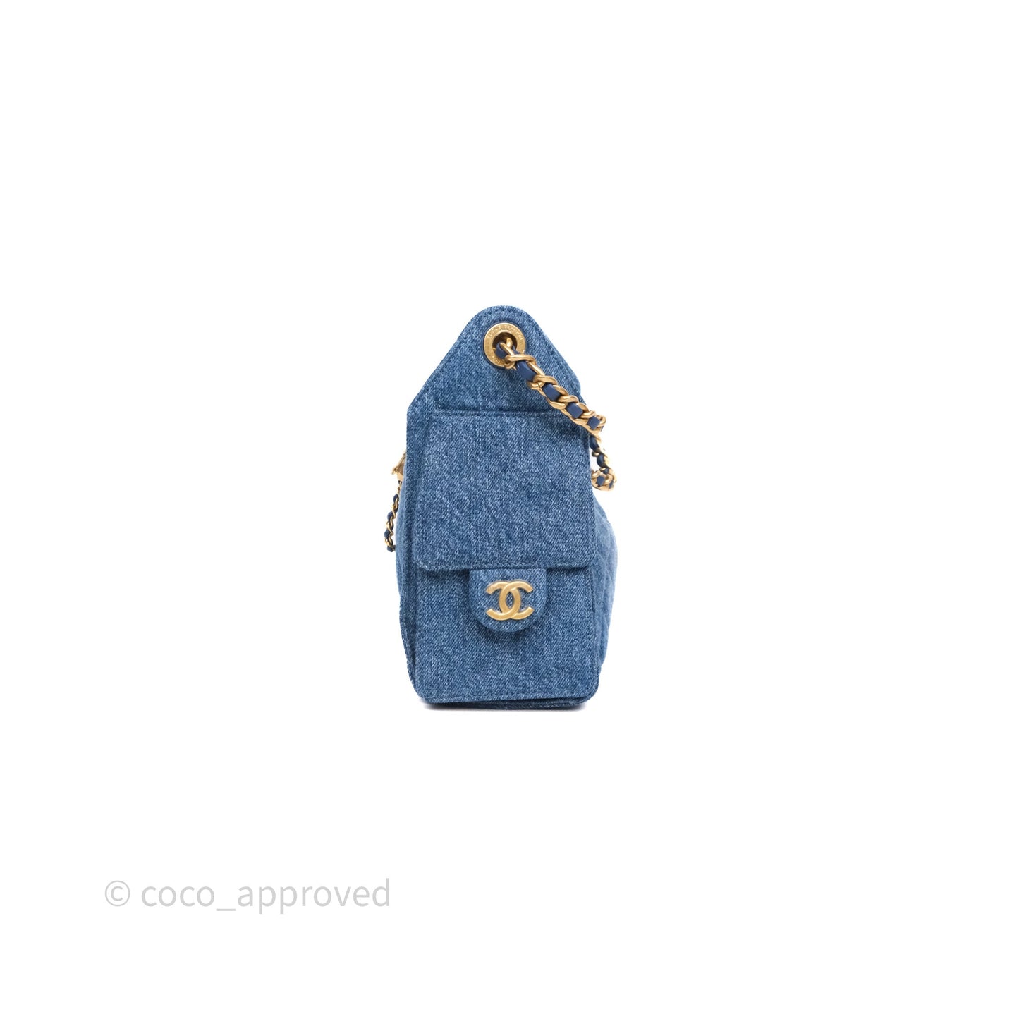 Chanel 25 Mini Washed Denim Aged Gold Hardware