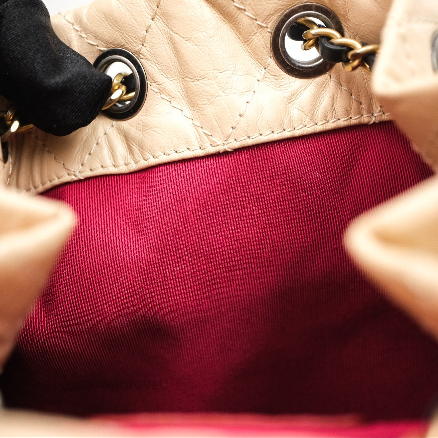 Chanel Quilted Small Gabrielle Backpack Black/Beige Aged Calfskin