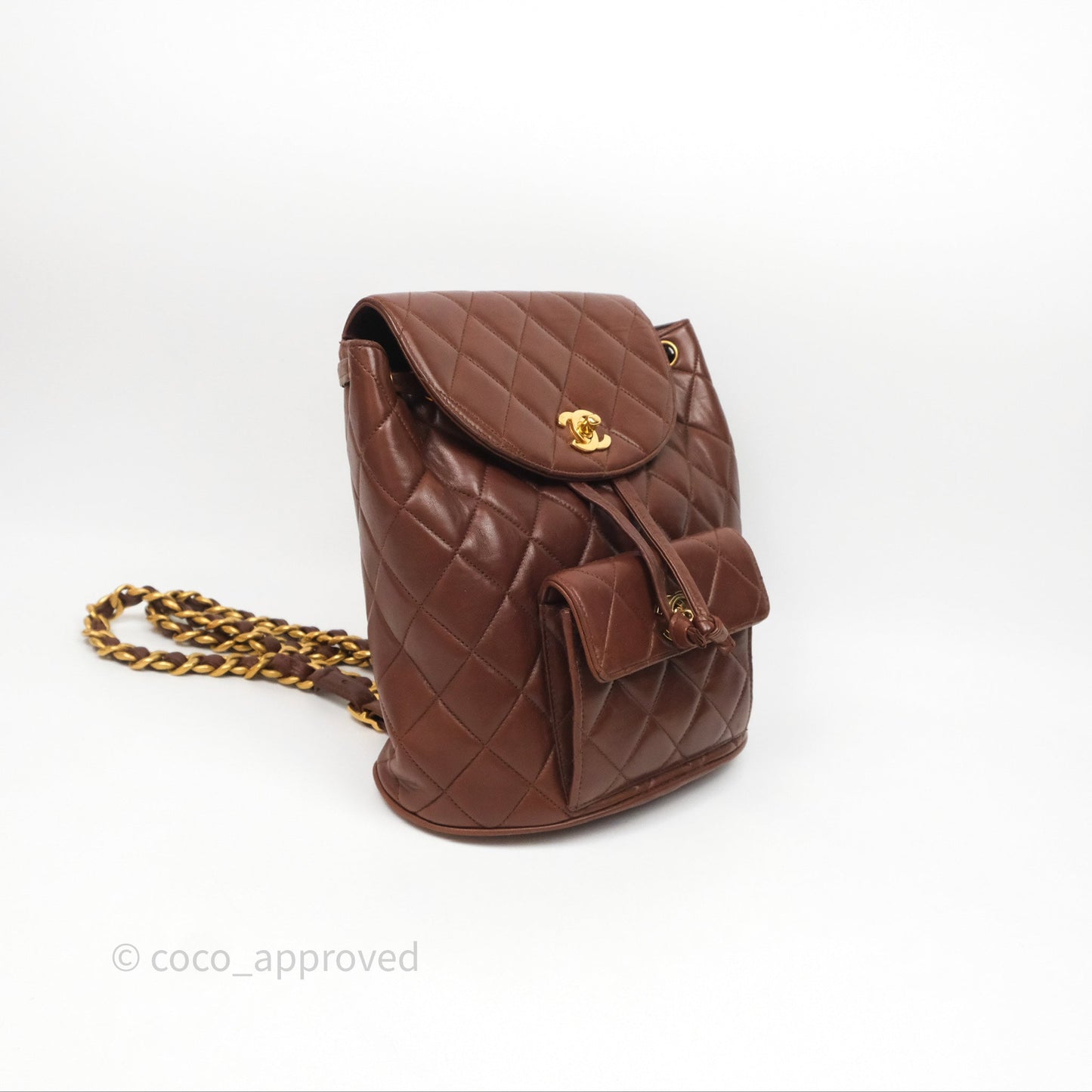 Chanel Vintage CC Duma Backpack Brown Lambskin 24K Gold Hardware