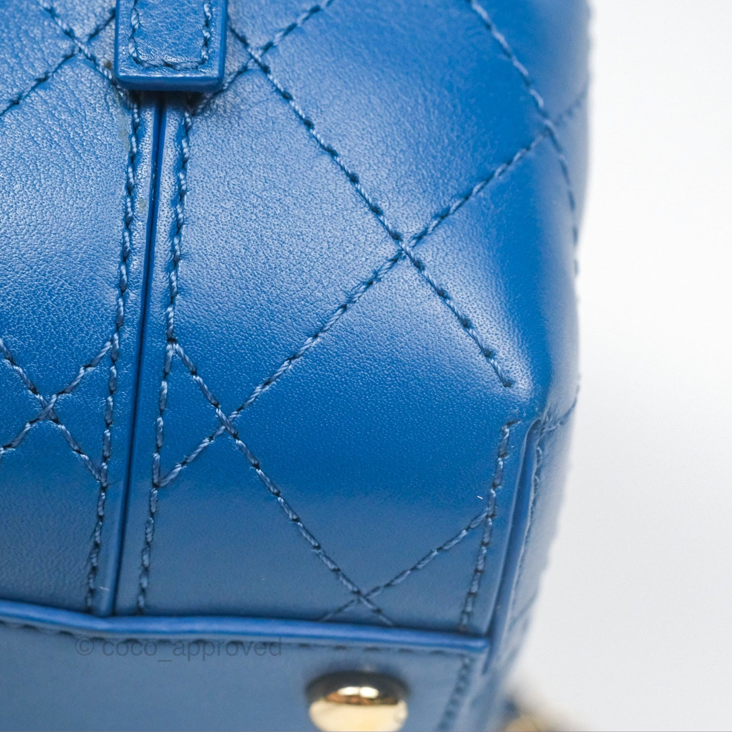 Chanel Stitched Camera Case Bag Blue Calfskin Gold Hardware