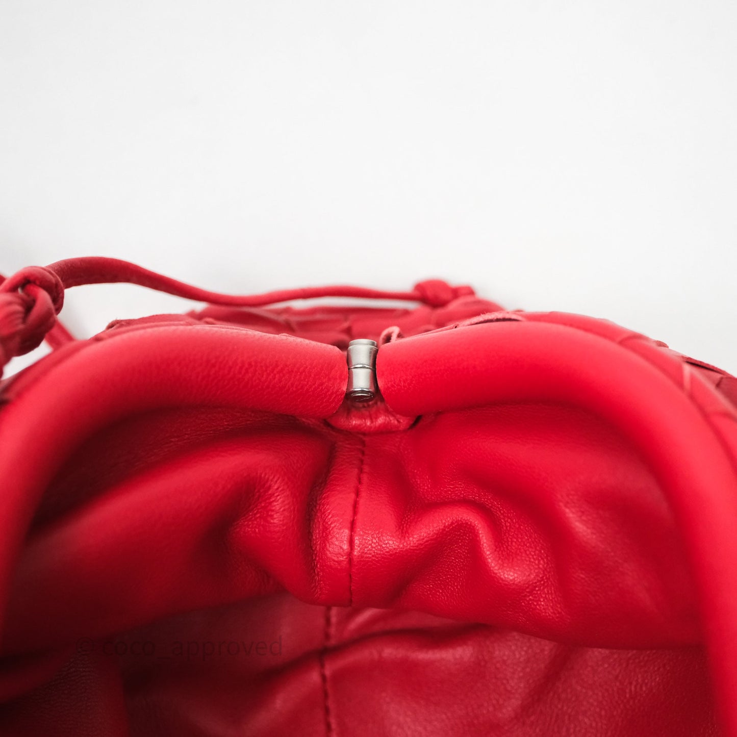 Bottega Veneta Mini Pouch Red Intrecciato Lambskin