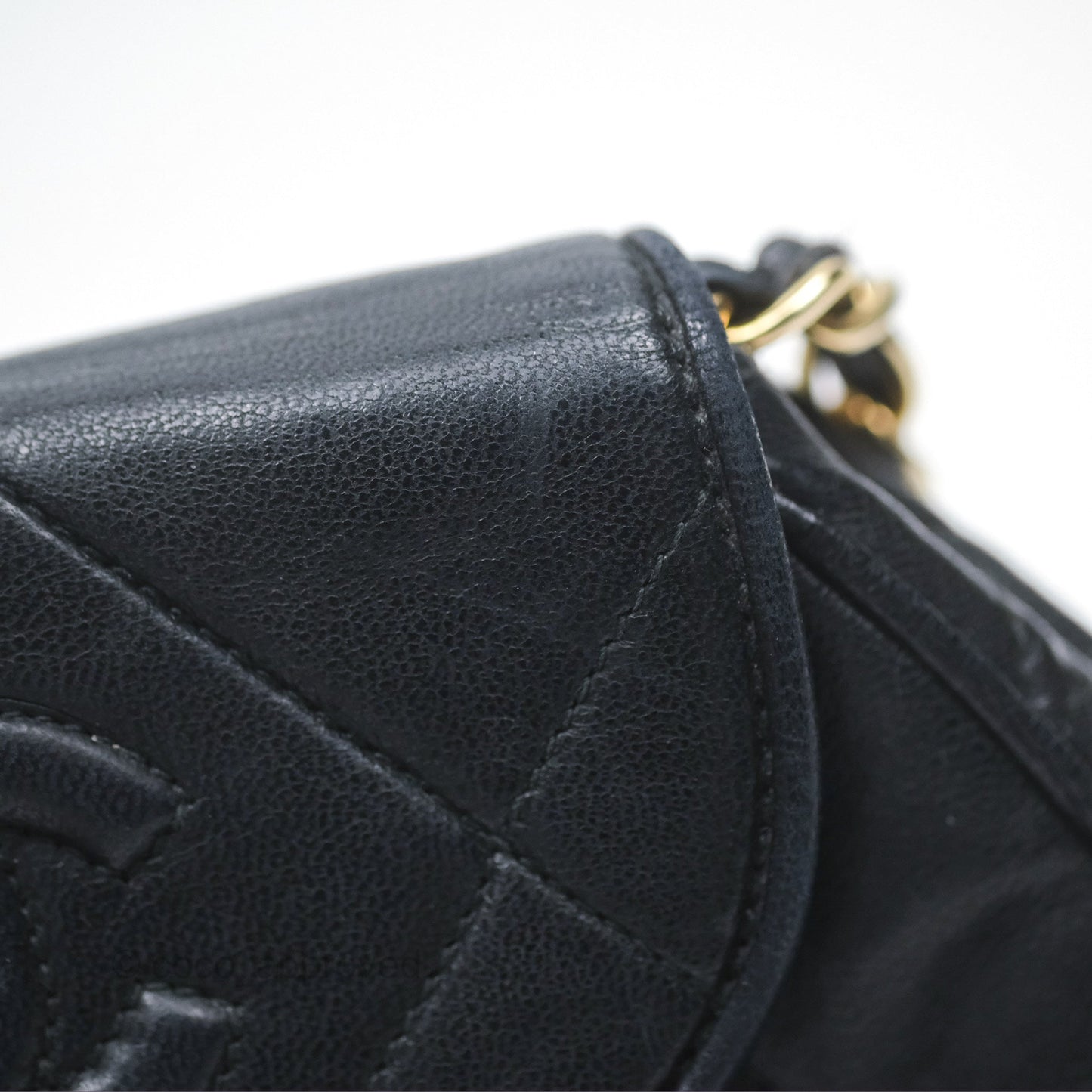 Chanel Vintage Mini Clutch with Chain Black Lambskin Gold Hardware