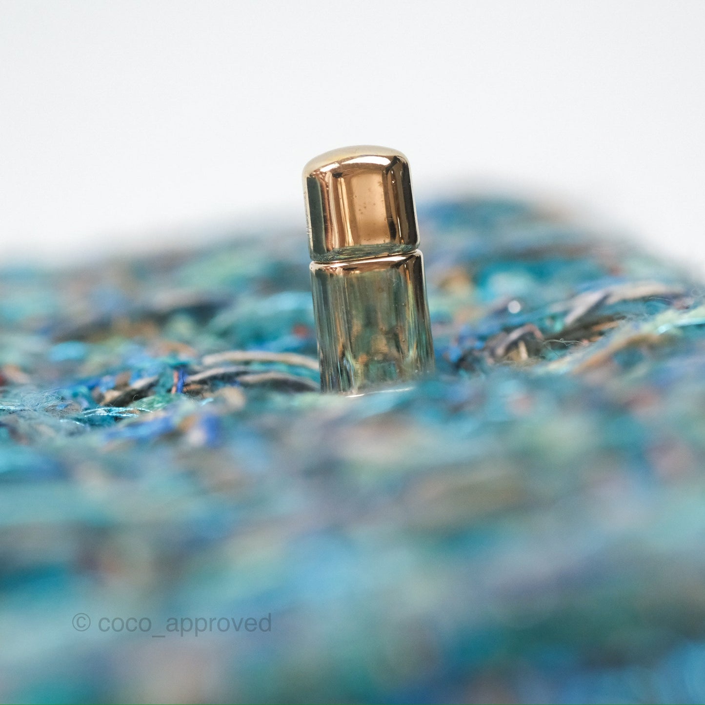 Chanel Mini Rectangular Flap Teal Tweed Gold Hardware
