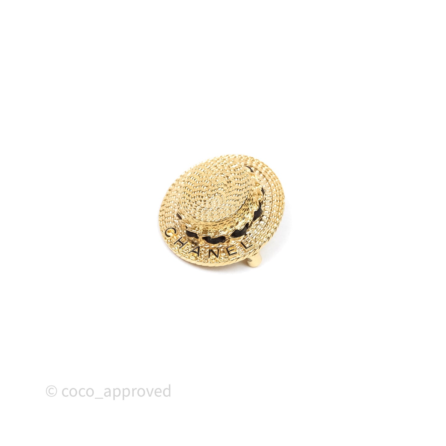 Chanel Straw Hat Brooch Gold Tone 25c