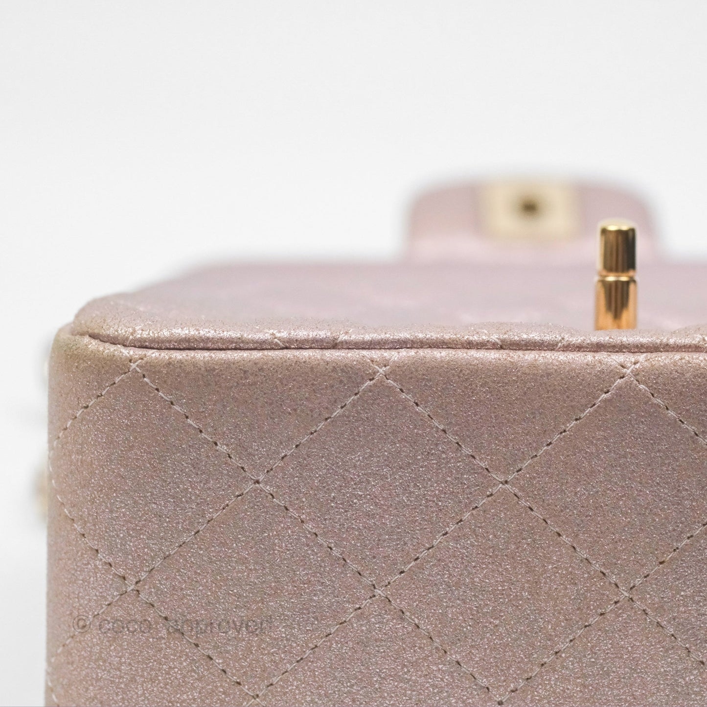Chanel Mini Square Metallic Rose Gold Goatskin Gold Hardware 14B