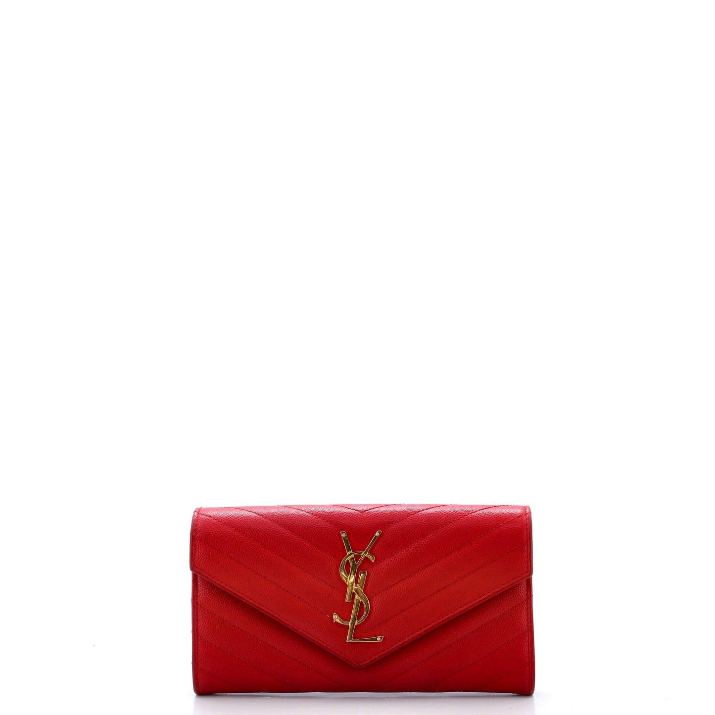Luxury Saint Laurent Classic Monogram Flap Wallet Matelasse Chevron Leather Large