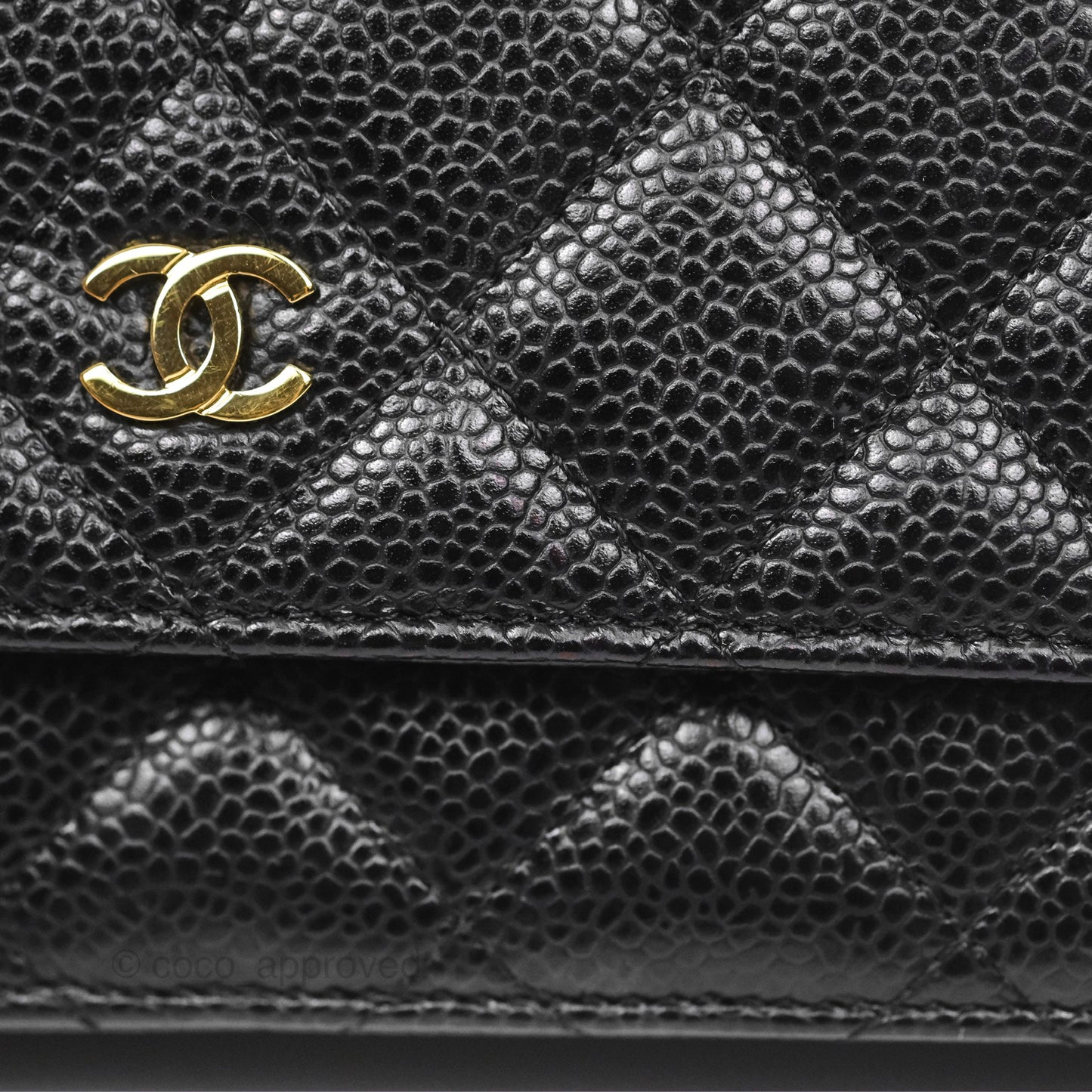 Chanel Classic Wallet On Chain WOC Quilted Black Caviar Gold Hardware