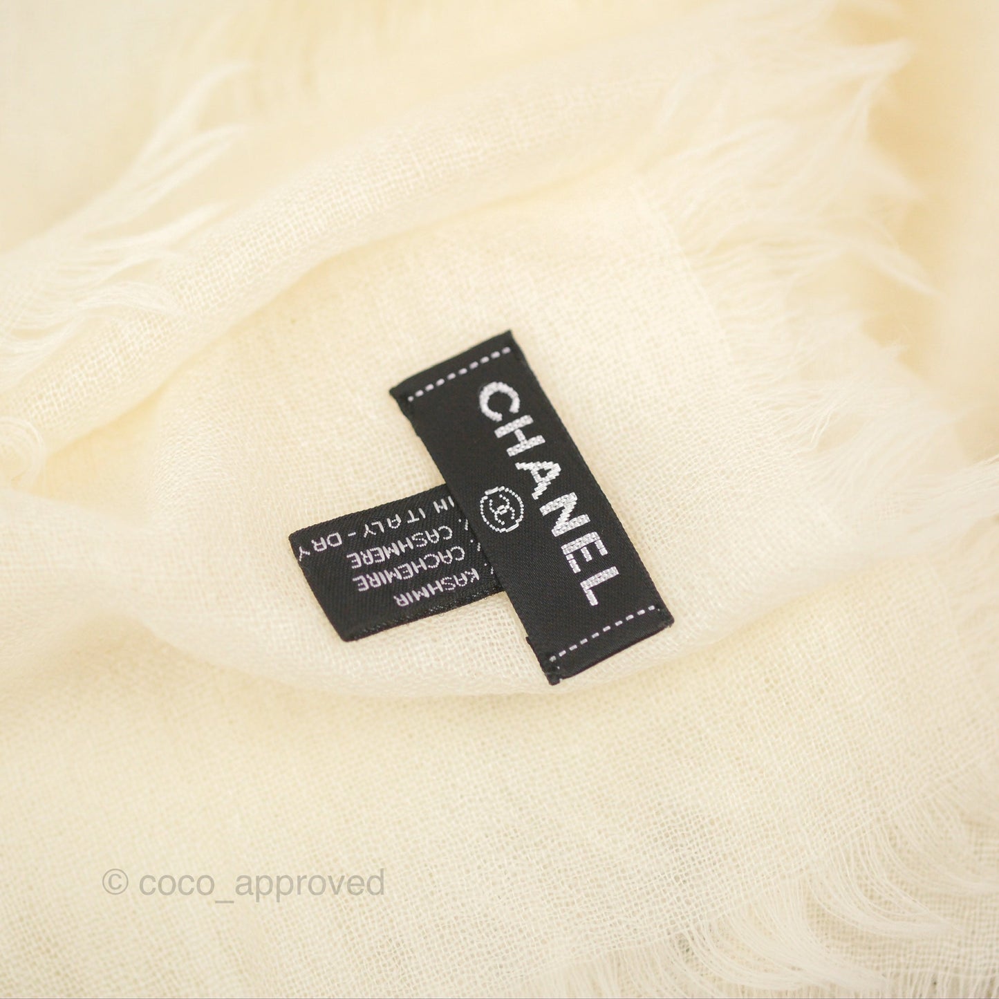 Chanel Cashmere Scarf Ivory/Black
