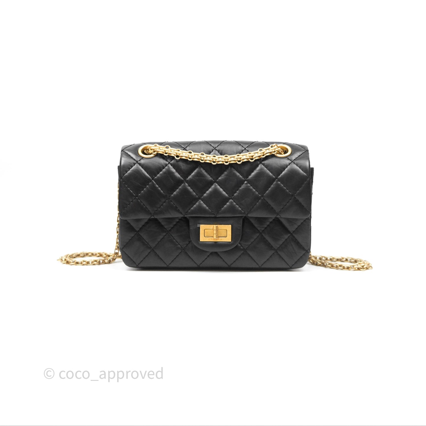 Chanel Mini Reissue 224 Black Aged Calfskin Gold Hardware