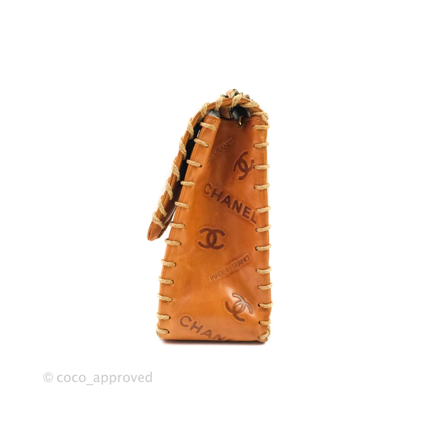 Chanel Embossed Leather XL Jumbo Flap Tan Antique Gold Hardware