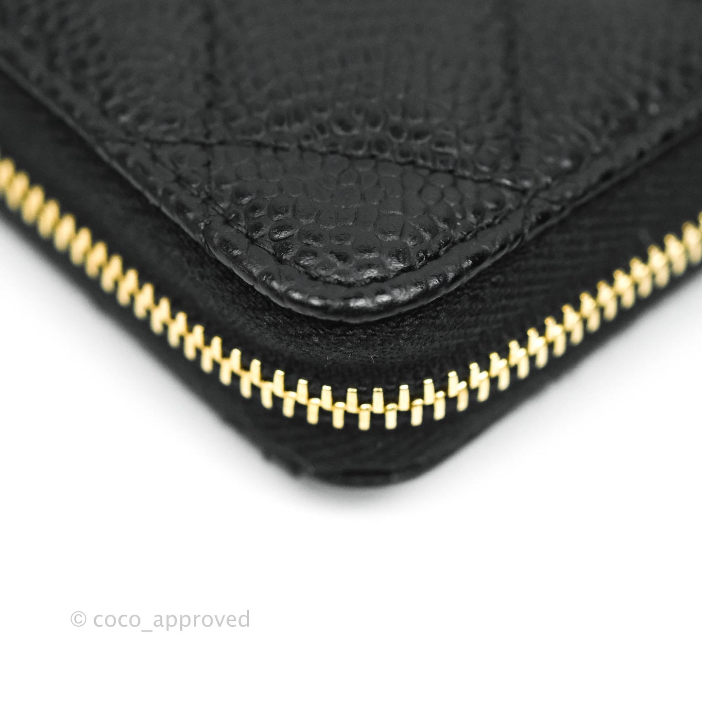 Chanel Classic Zipped Coin Purse Black Caviar Gold Hardware