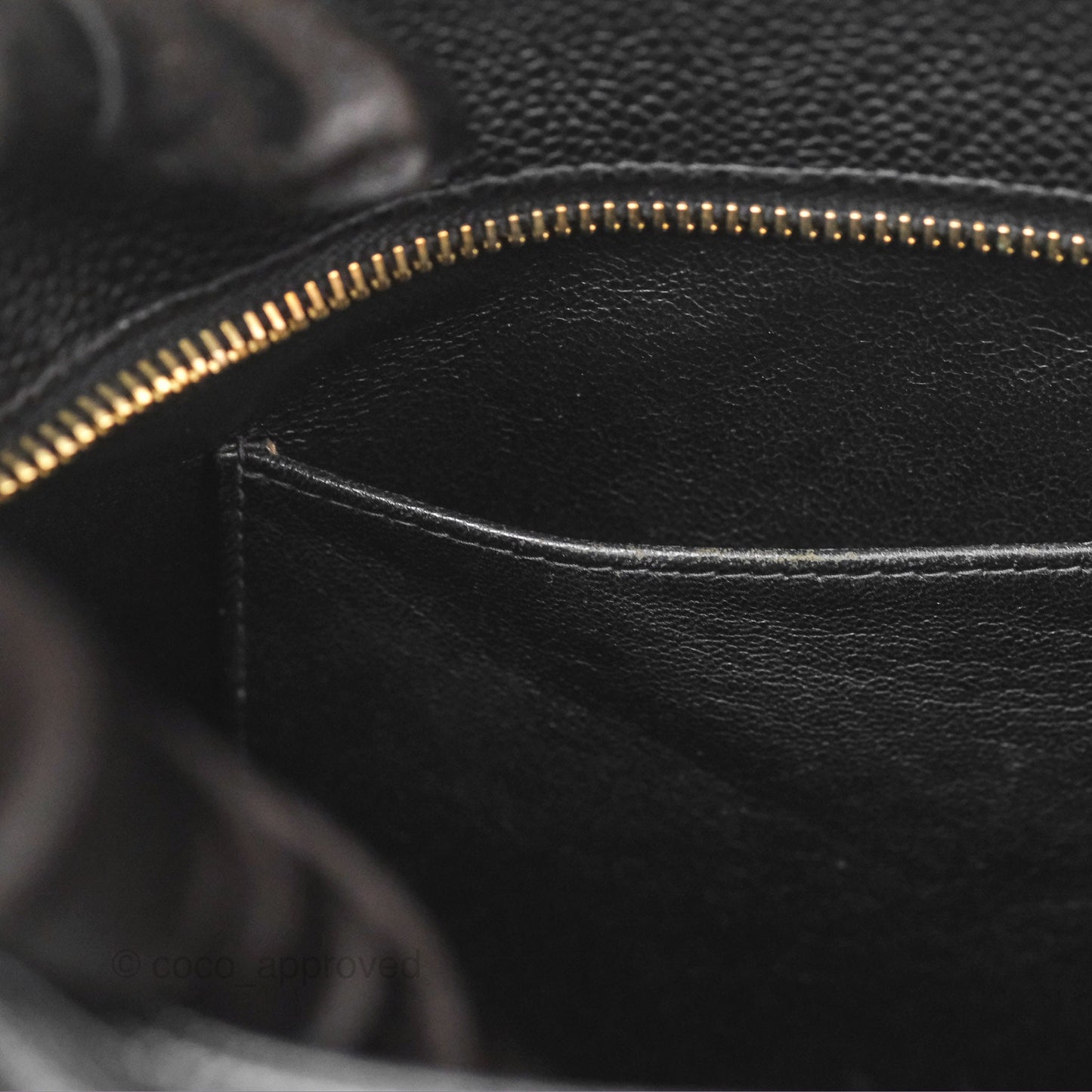 Chanel Vintage Medallion CC Black Caviar Tote Bag Gold Hardware