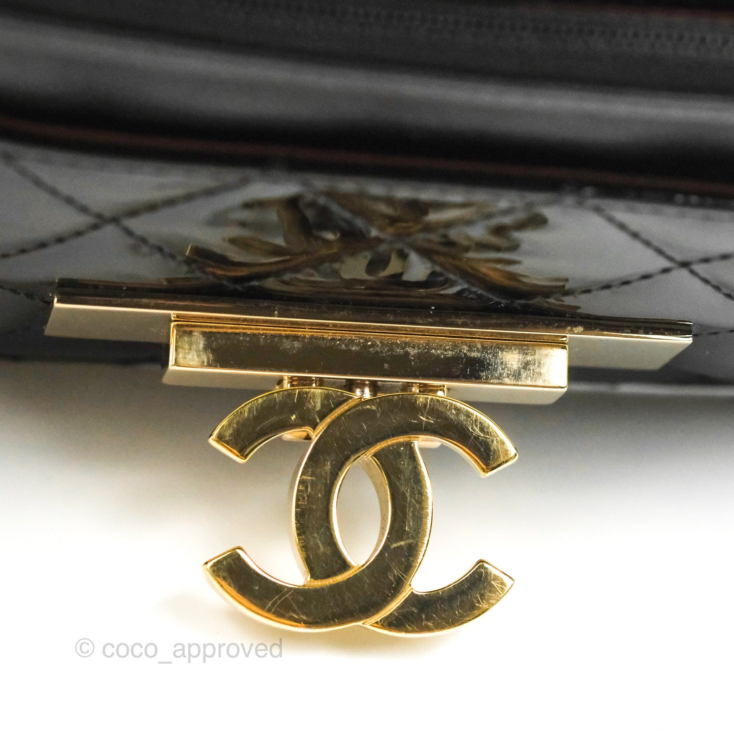 Chanel Golden Class Wallet On Chain WOC Black Patent Gold Hardware