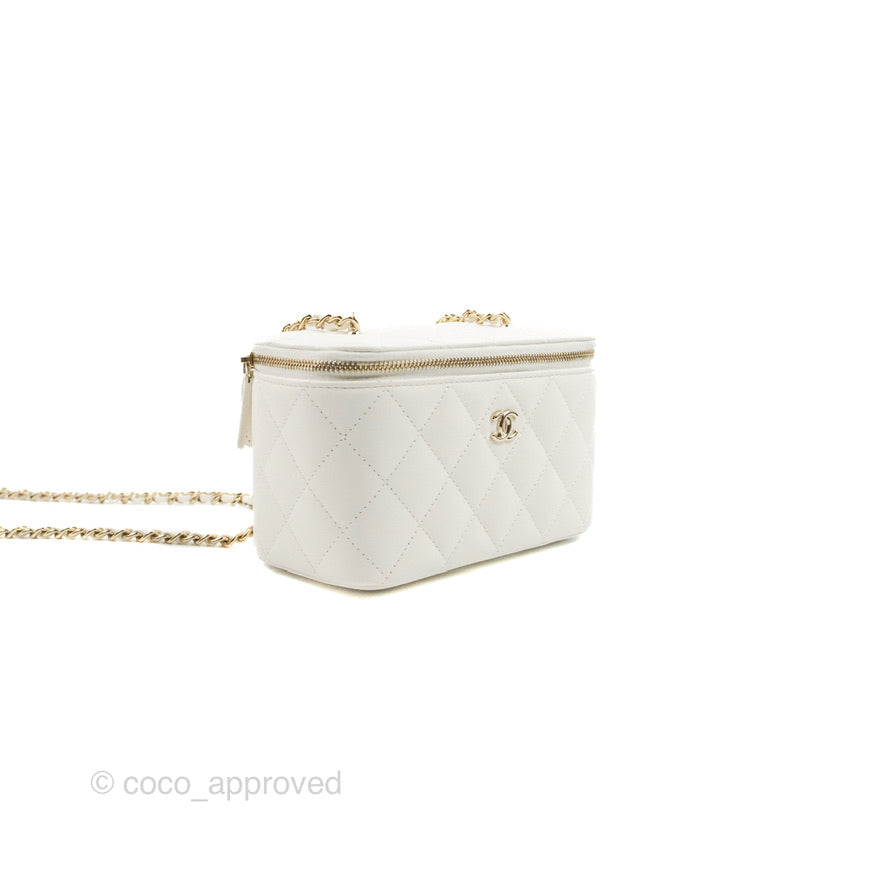Chanel Ball Crush Vanity with Chain White Lambskin Gold Hardware