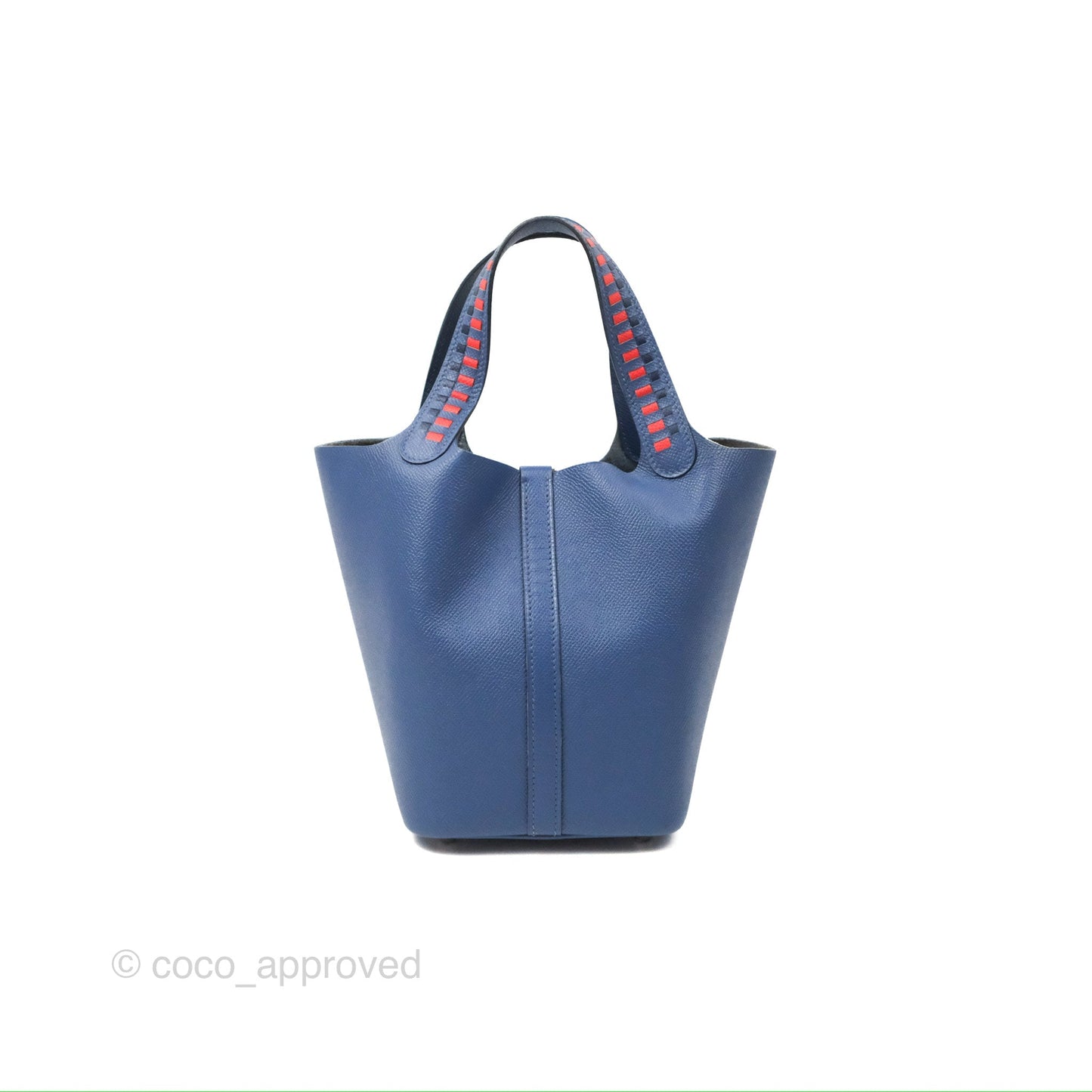 Hermès Tressage De Cuir Picotin Lock 18 Bleu Encre/Brique/Black Epsom Palladium Hardware