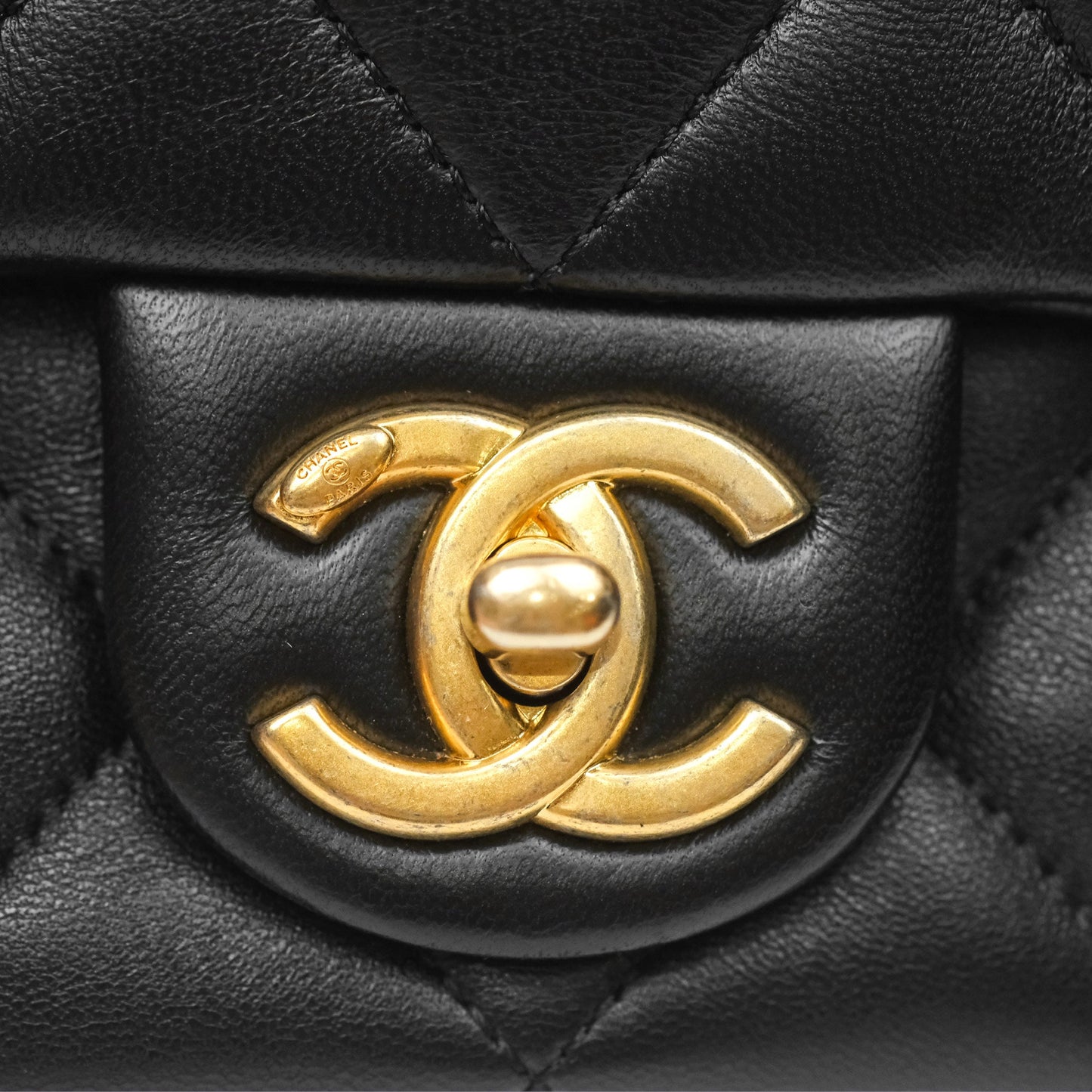 Chanel Small Funky Town Black Lambskin Aged Gold Hardware