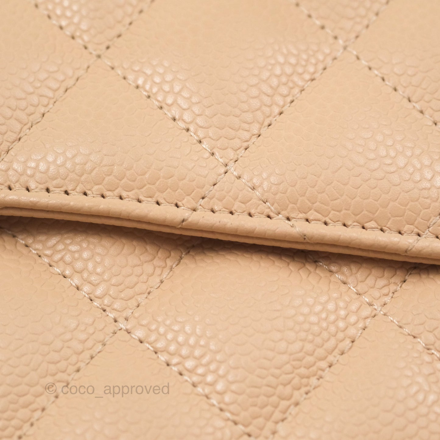 Chanel Jumbo Single Flap Quilted Beige Caviar Gold Hardware