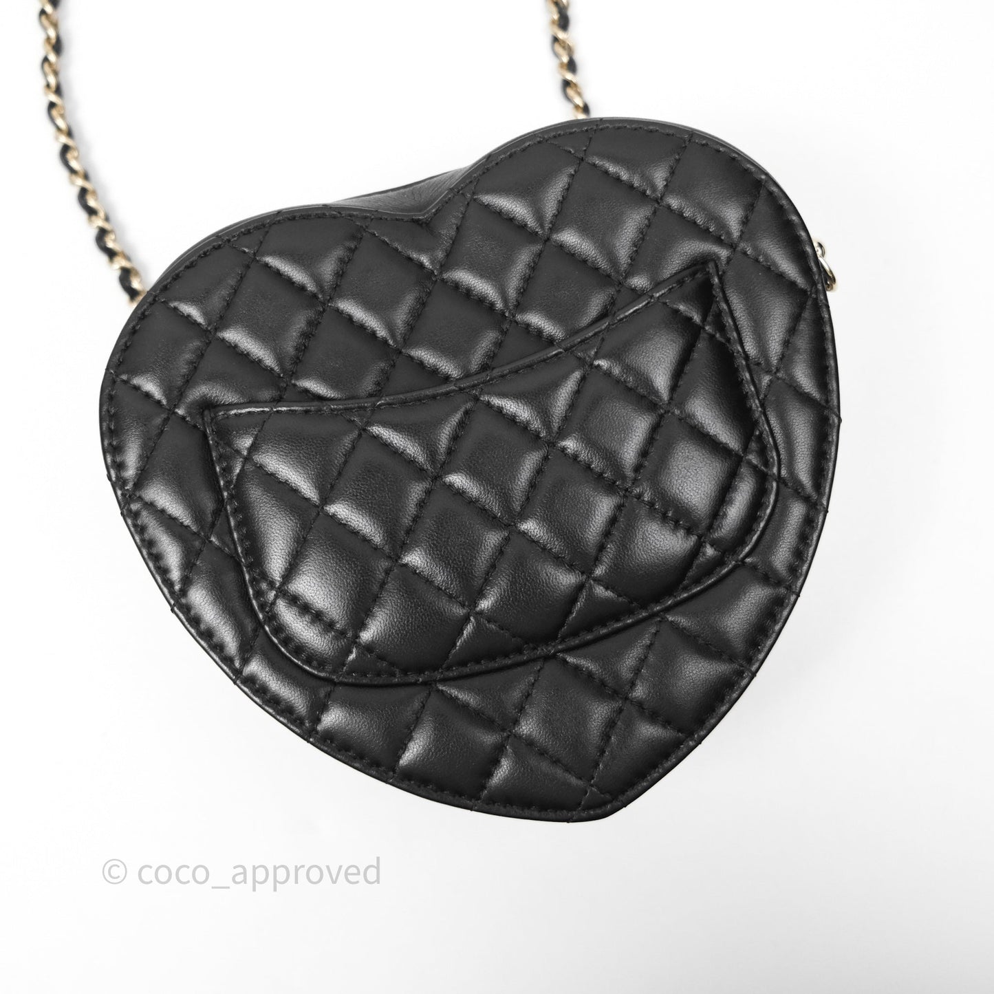 Chanel Large Heart Bag Black Lambskin Gold Hardware 22S